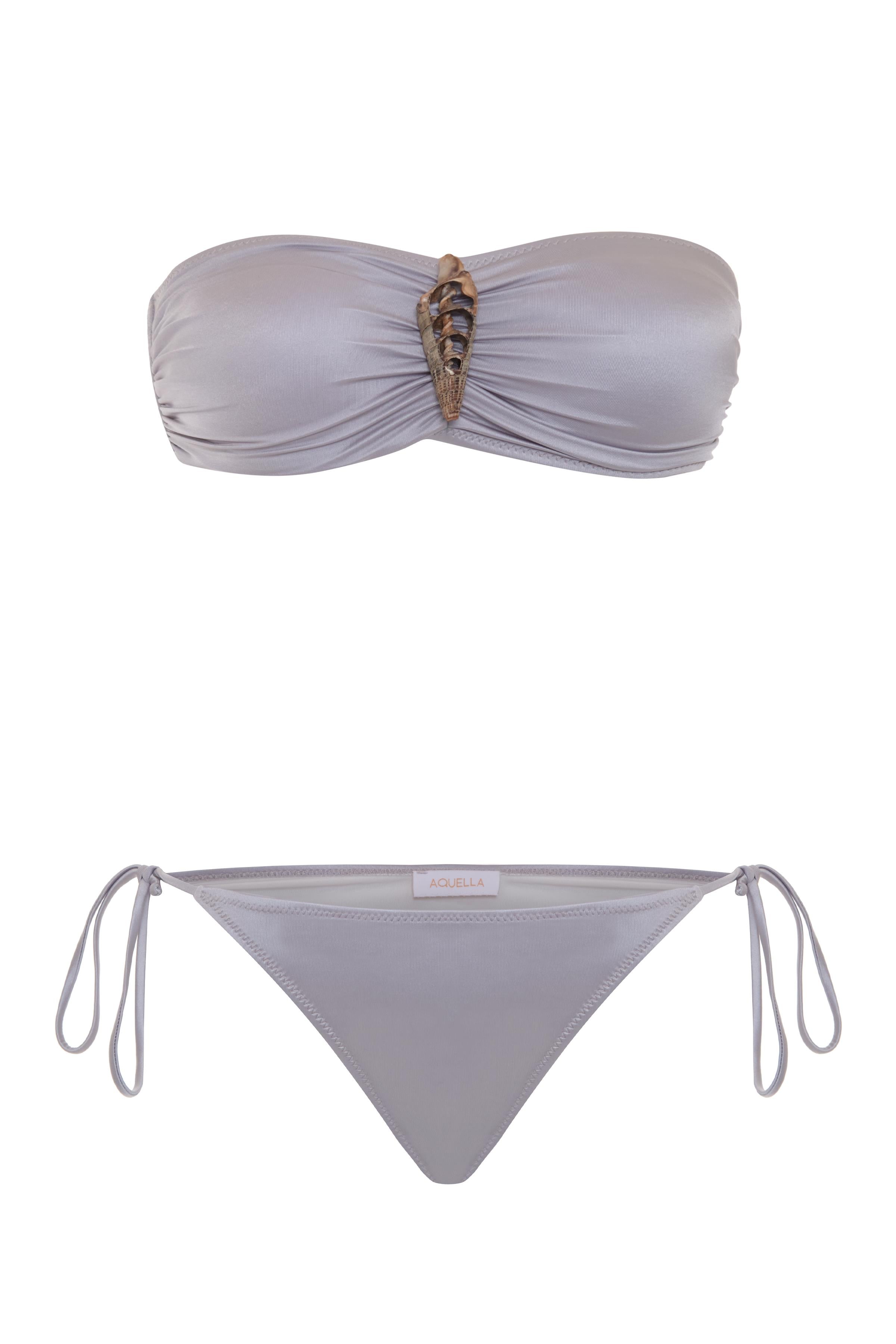 Aksesurlı Antrasit Straplez Bikini Takım