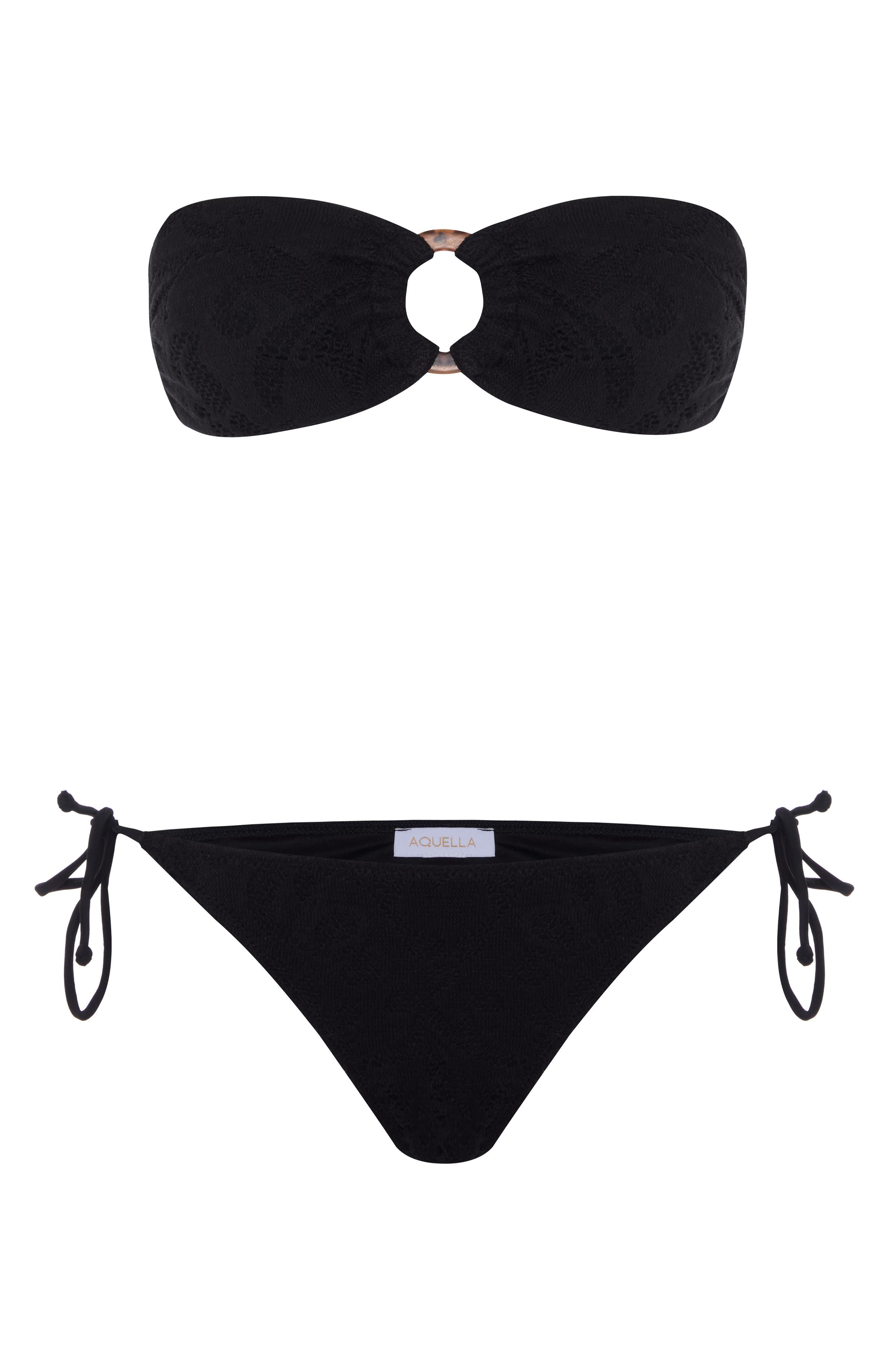 Arkası Büzgülü Tokalı Starplez Bikini Takım