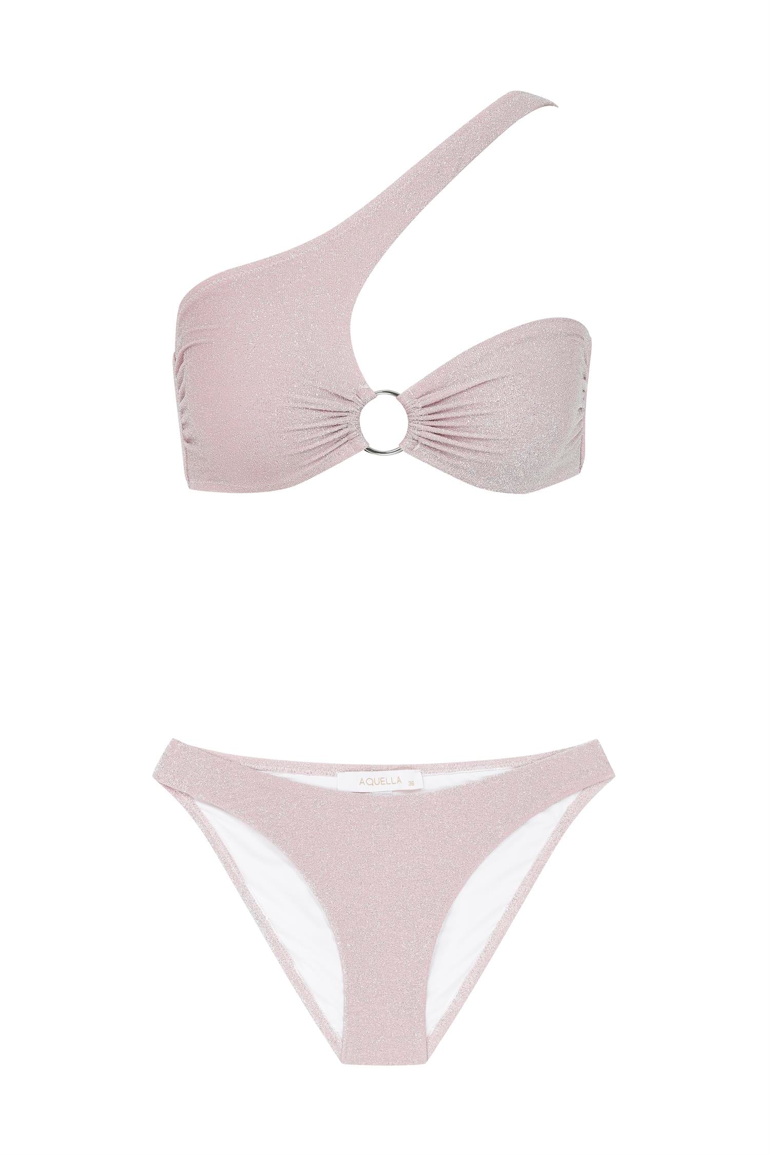 Asimetrik Lureks Pudra Bikini Takım