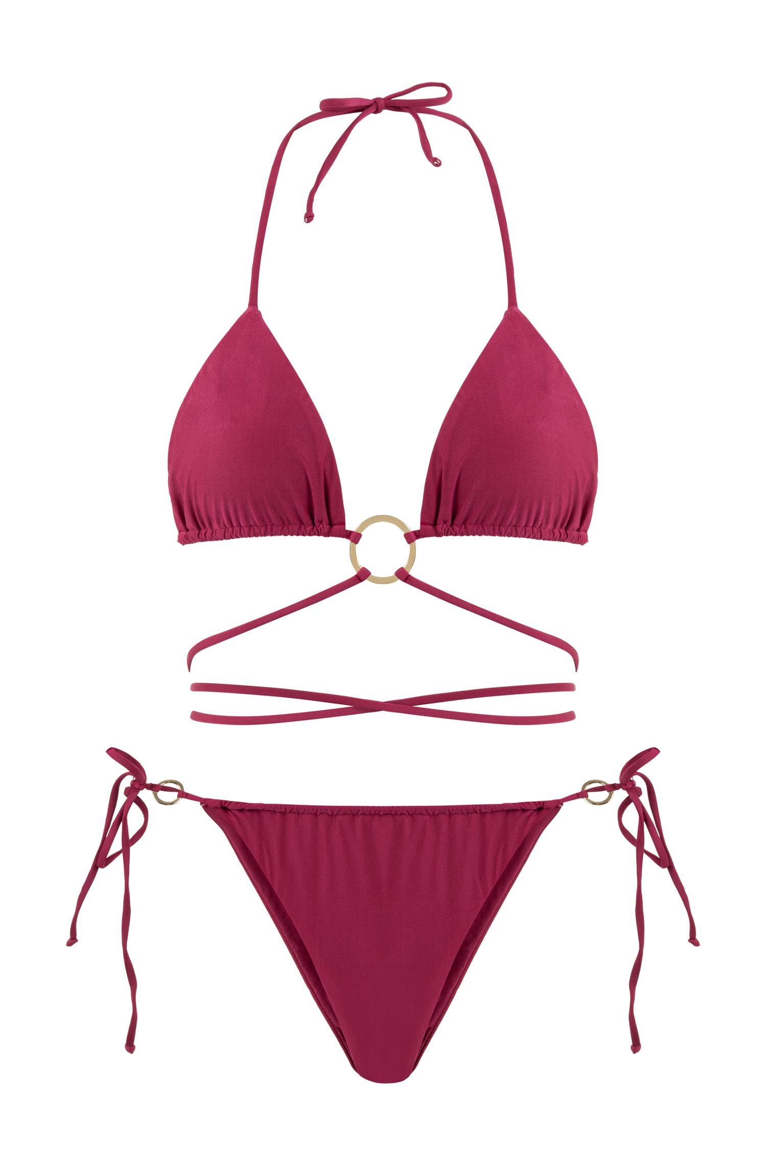 Bağlamalı Fuşya Üçgen Bikini Takım
