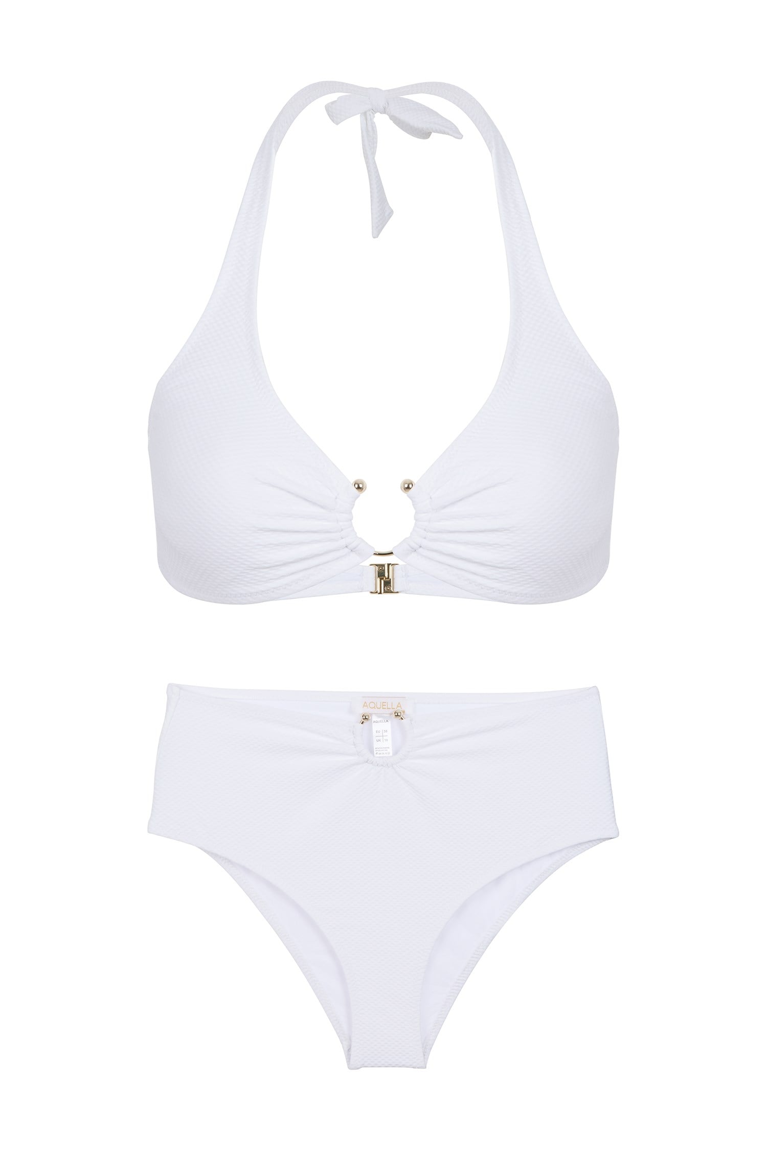 Beyaz Dokulu Aksesuarlı Nadide Bikini Takım