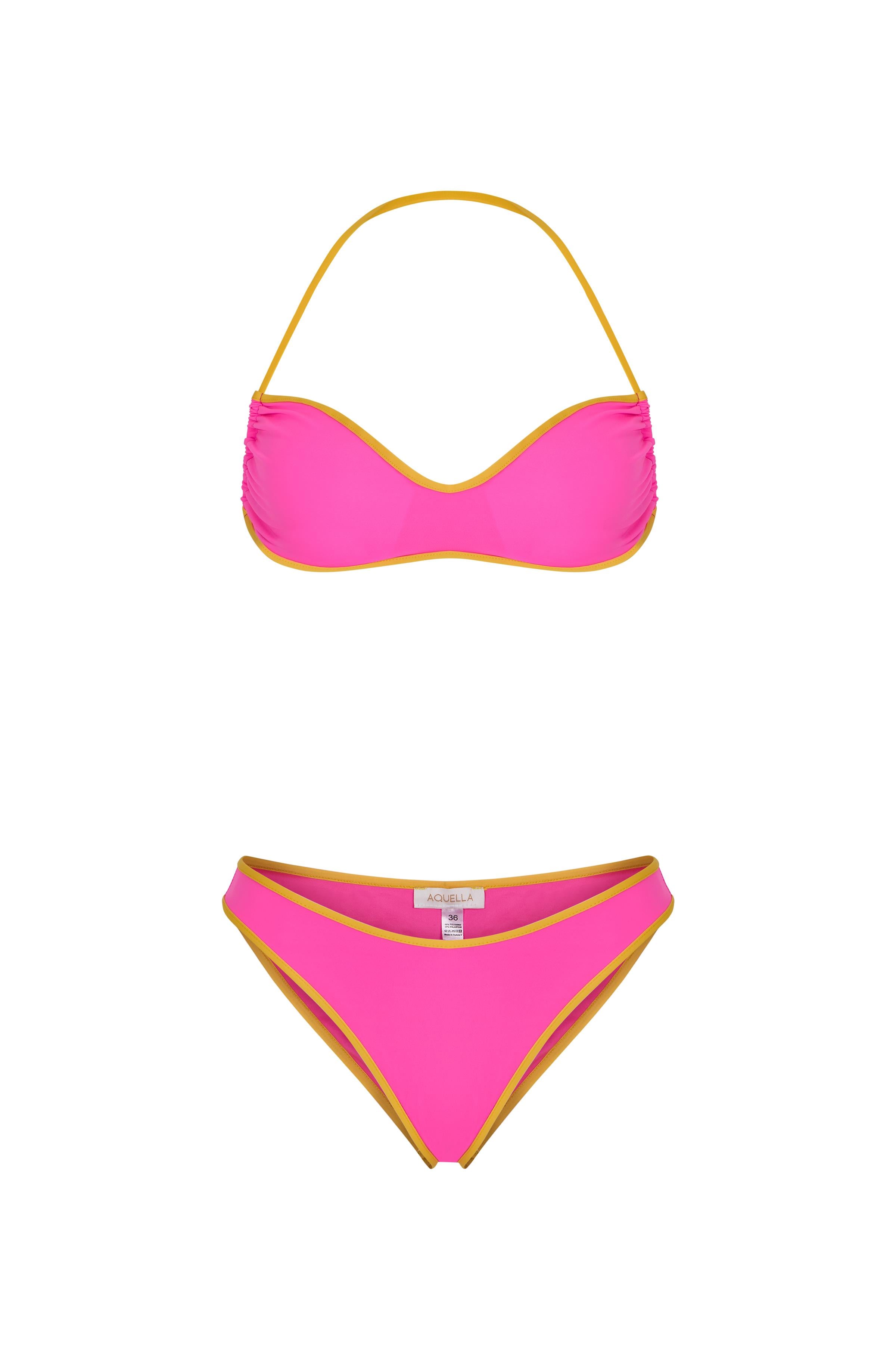 Biye Detaylı Fuşya Straplez Bikini Takım