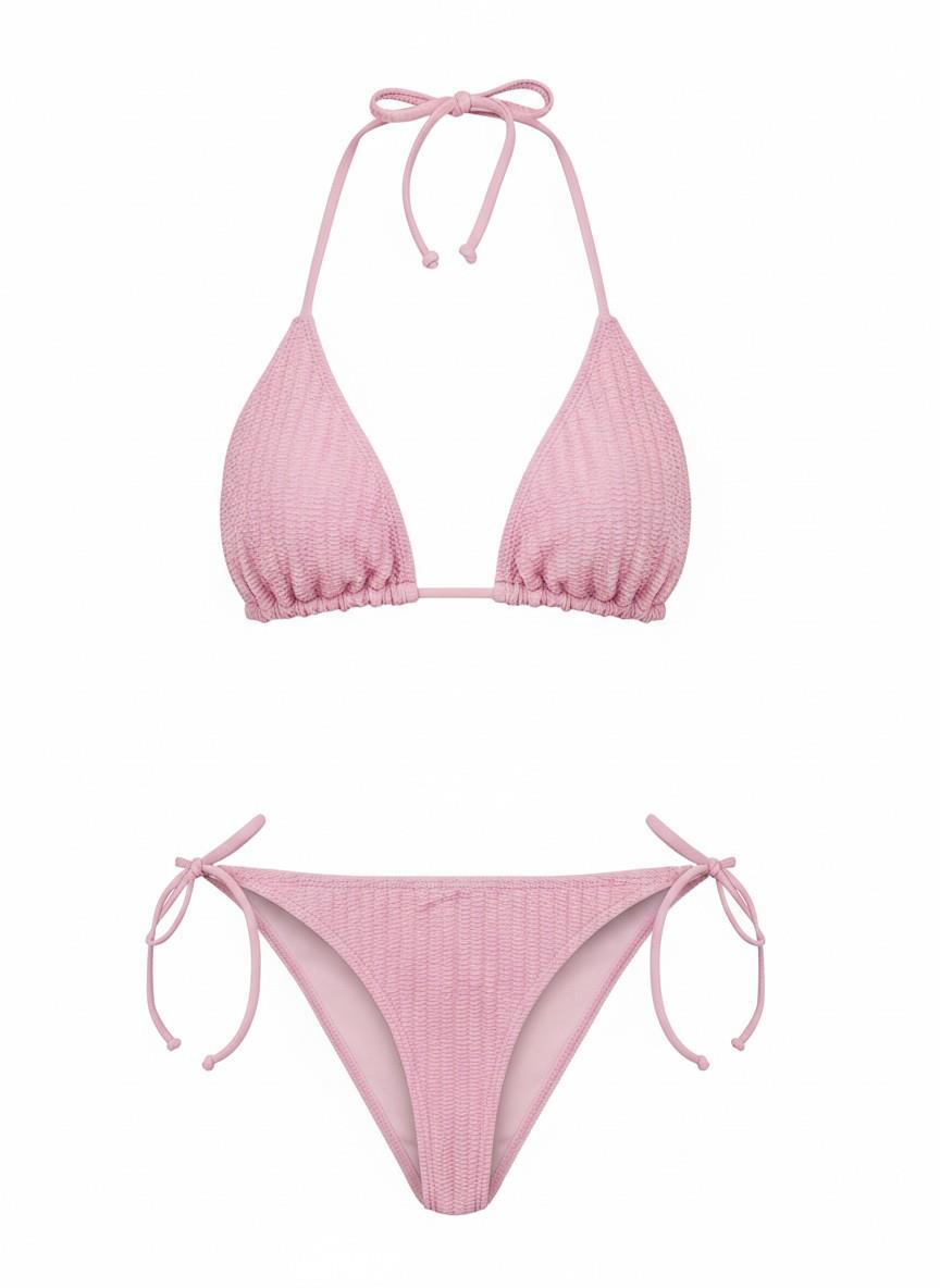 Bürümcük Pembe Üçgen Bikini Takım