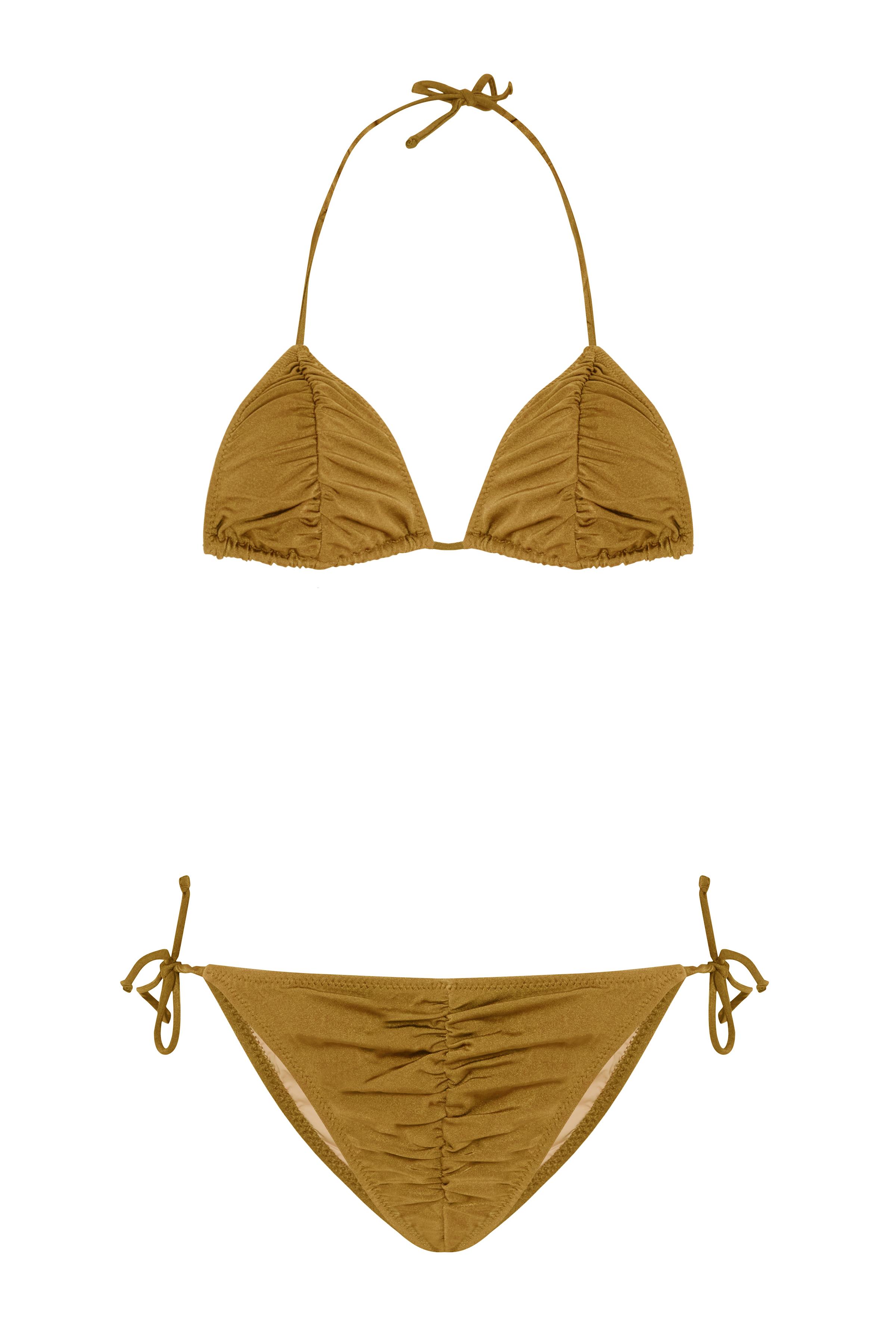 Büzgülü Üçgen Bikini Takım