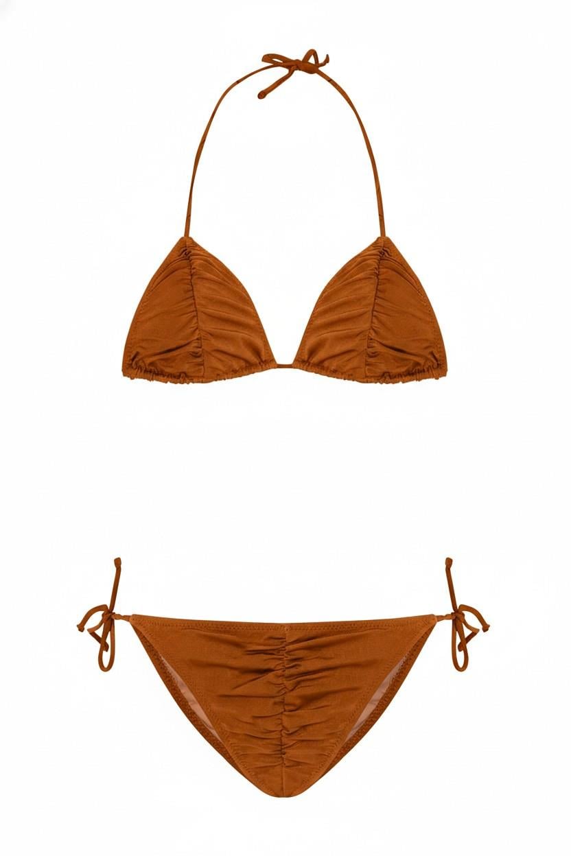 Büzgülü Üçgen Bikini Takım