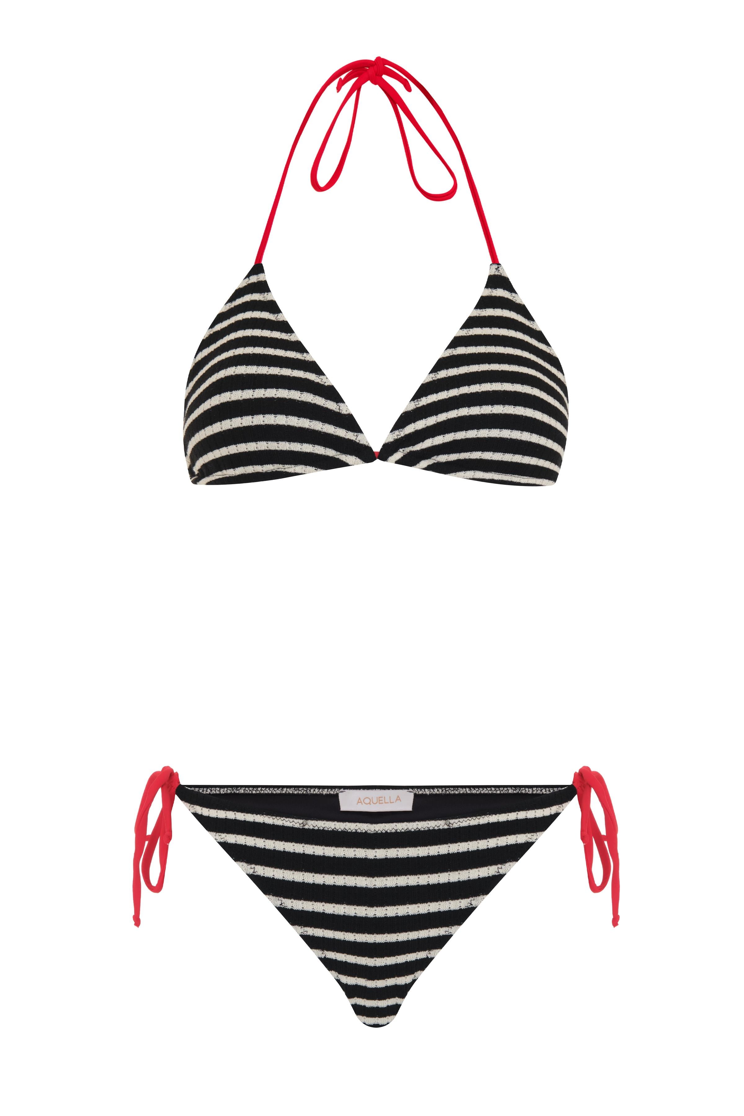 Çizgili Triko Üçgen Bikini