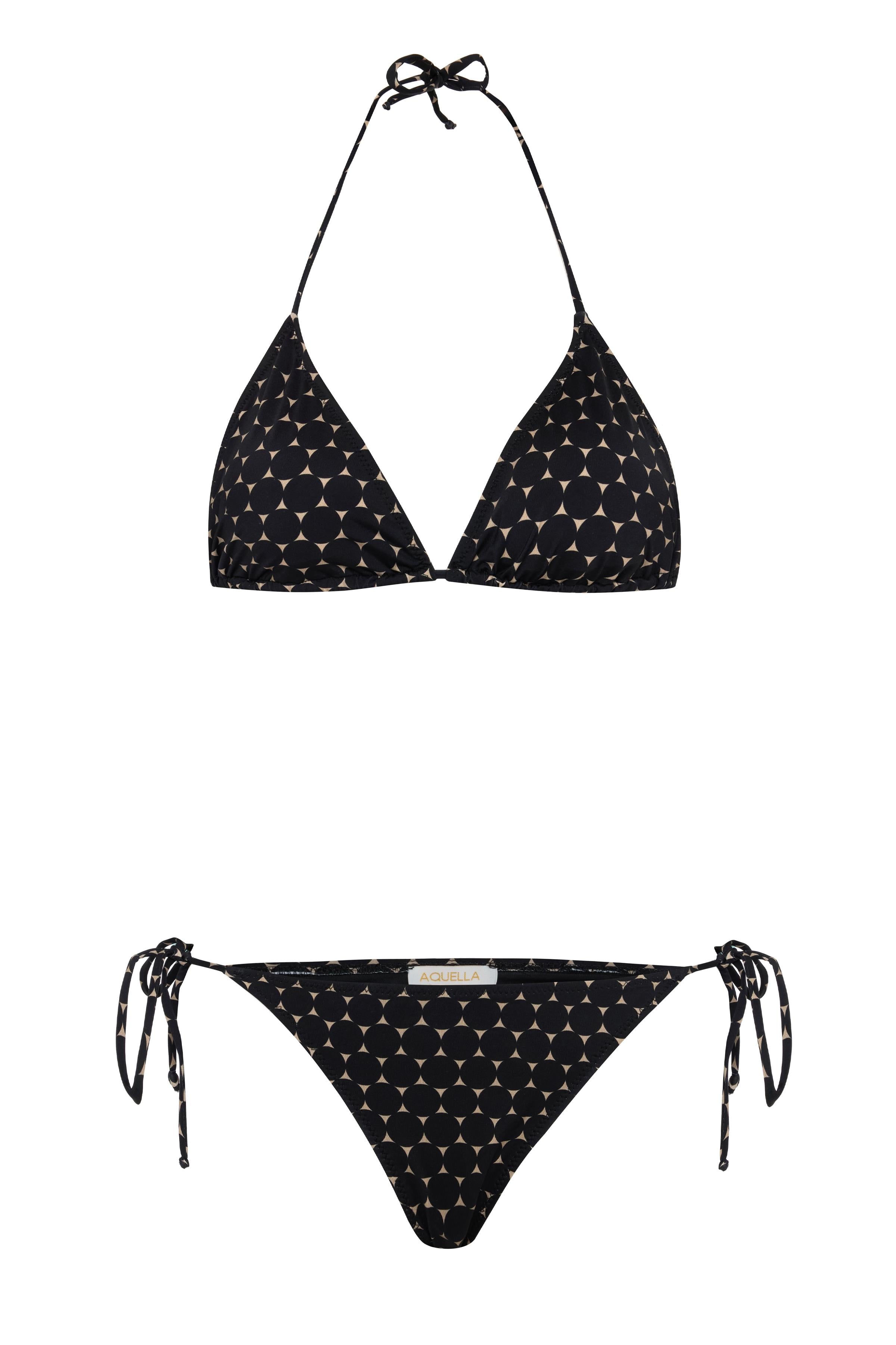Desenli Arkası Büzgülü Üçgen Bikini