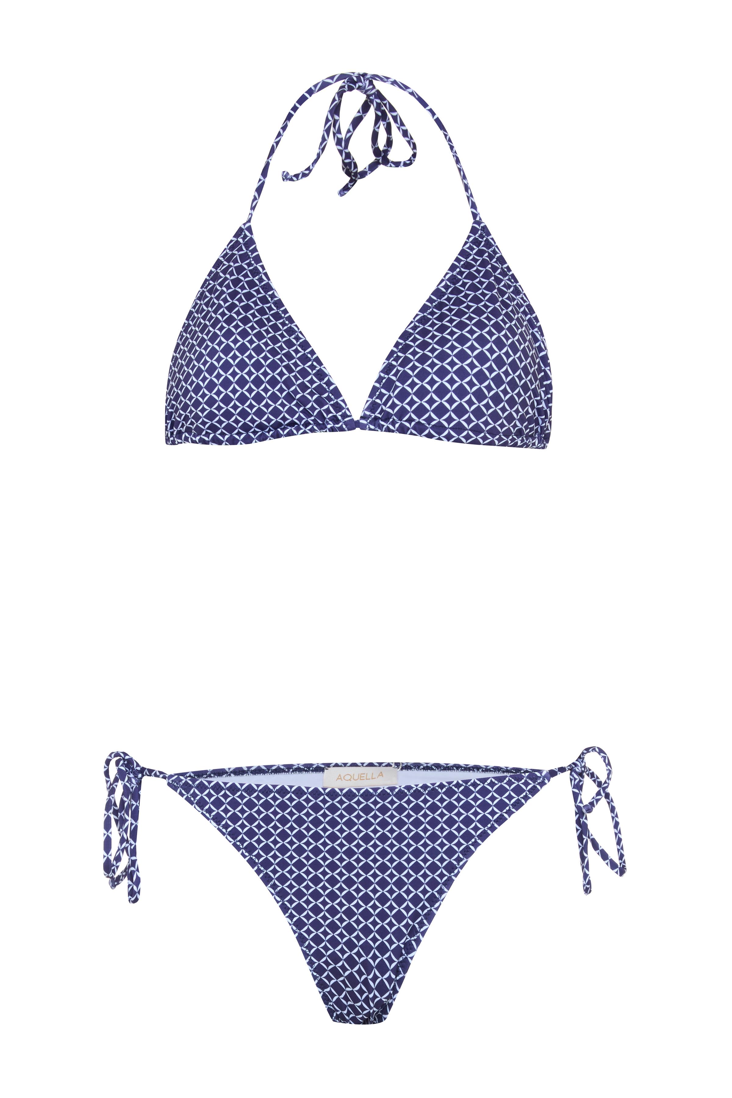 Desenli Arkası Büzgülü Üçgen Bikini