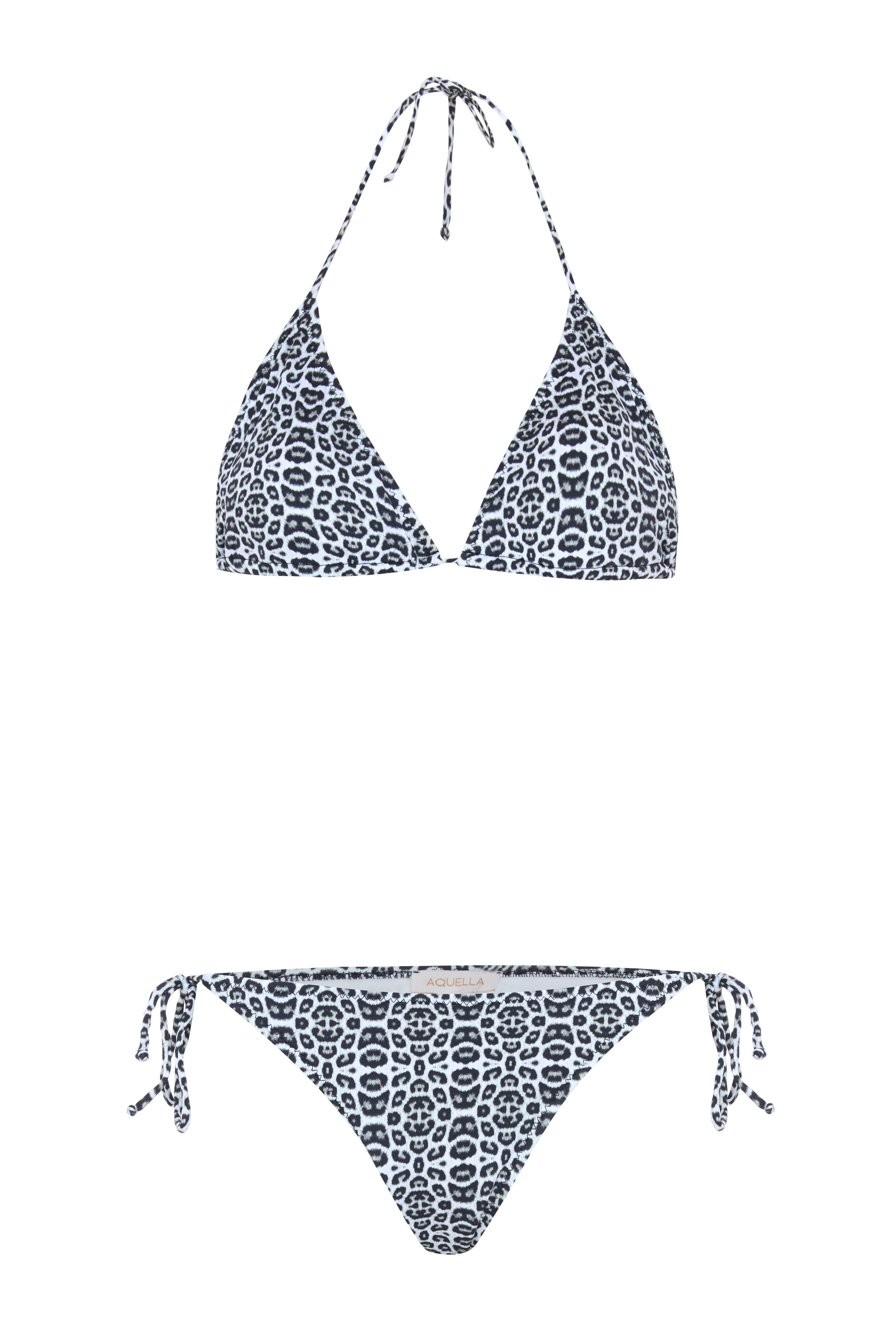 Desenli Arkası Büzgülü Üçgen Bikini