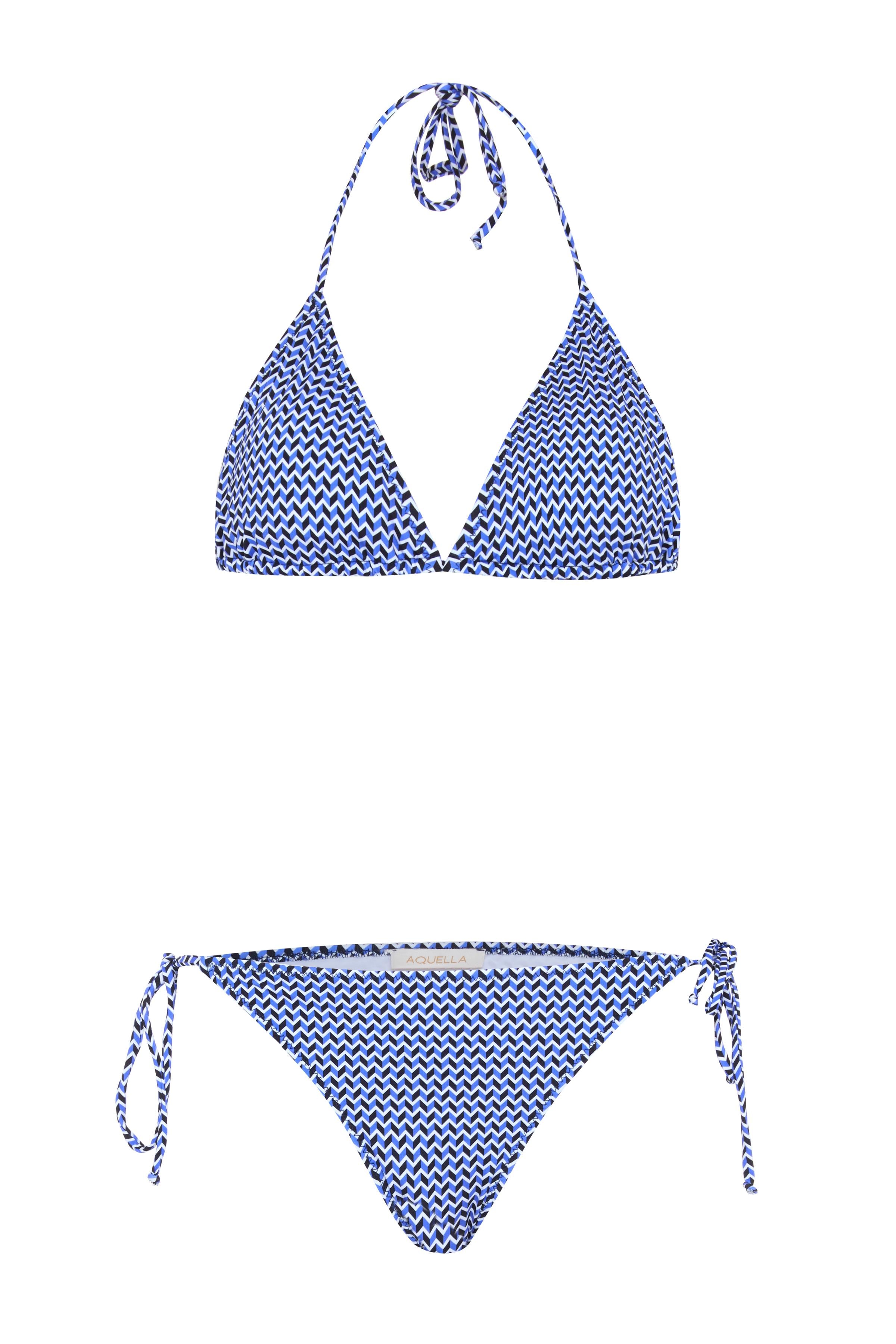Desenli Arkası Büzgülü Üçgen Bikini