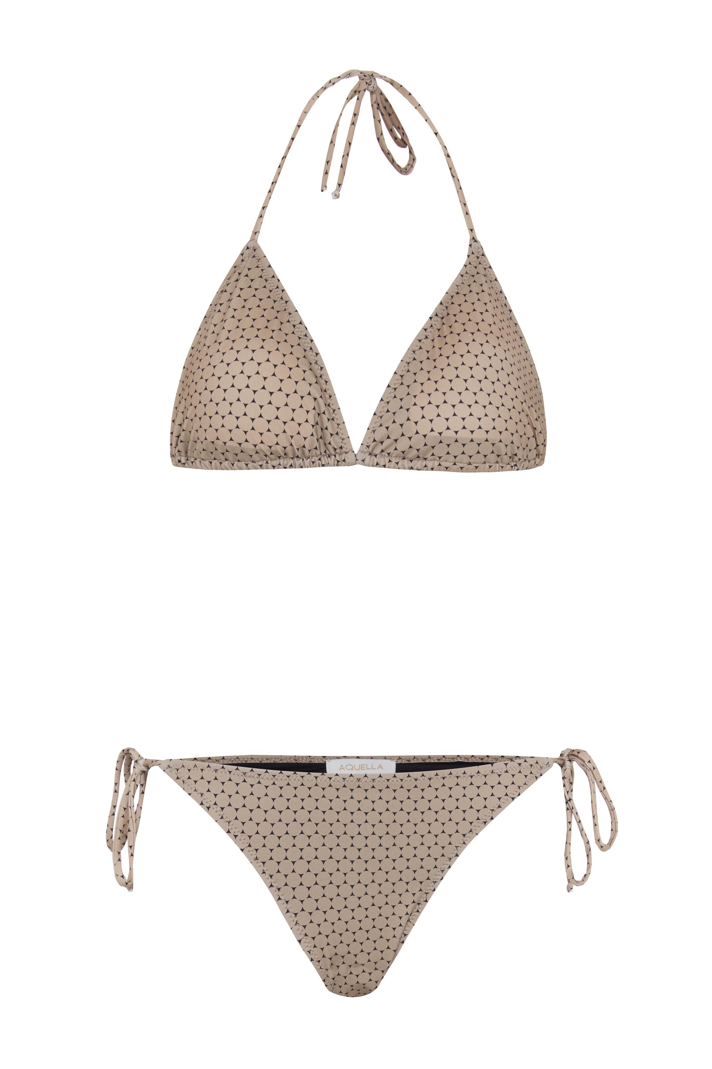 Desenli Arkası Büzgülü Üçgen Bikini