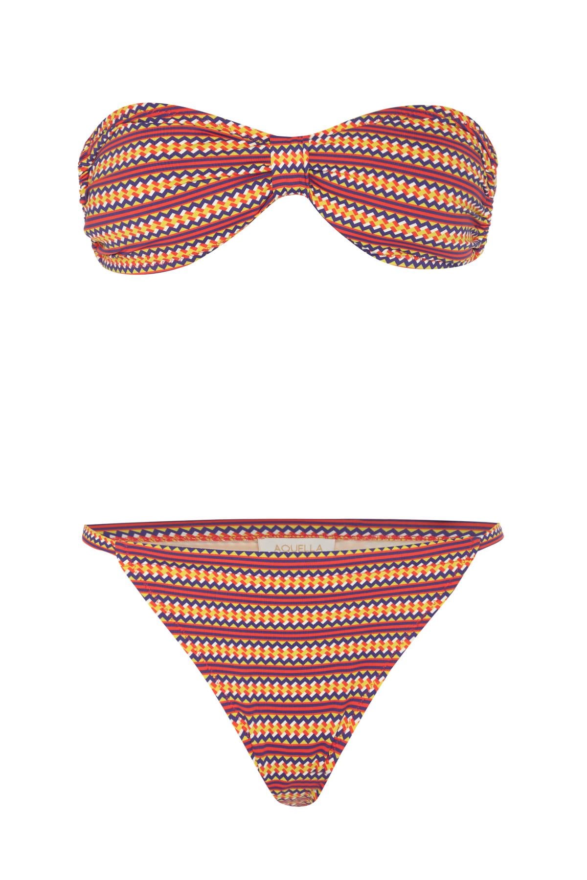 Desenli Straplez Bikini