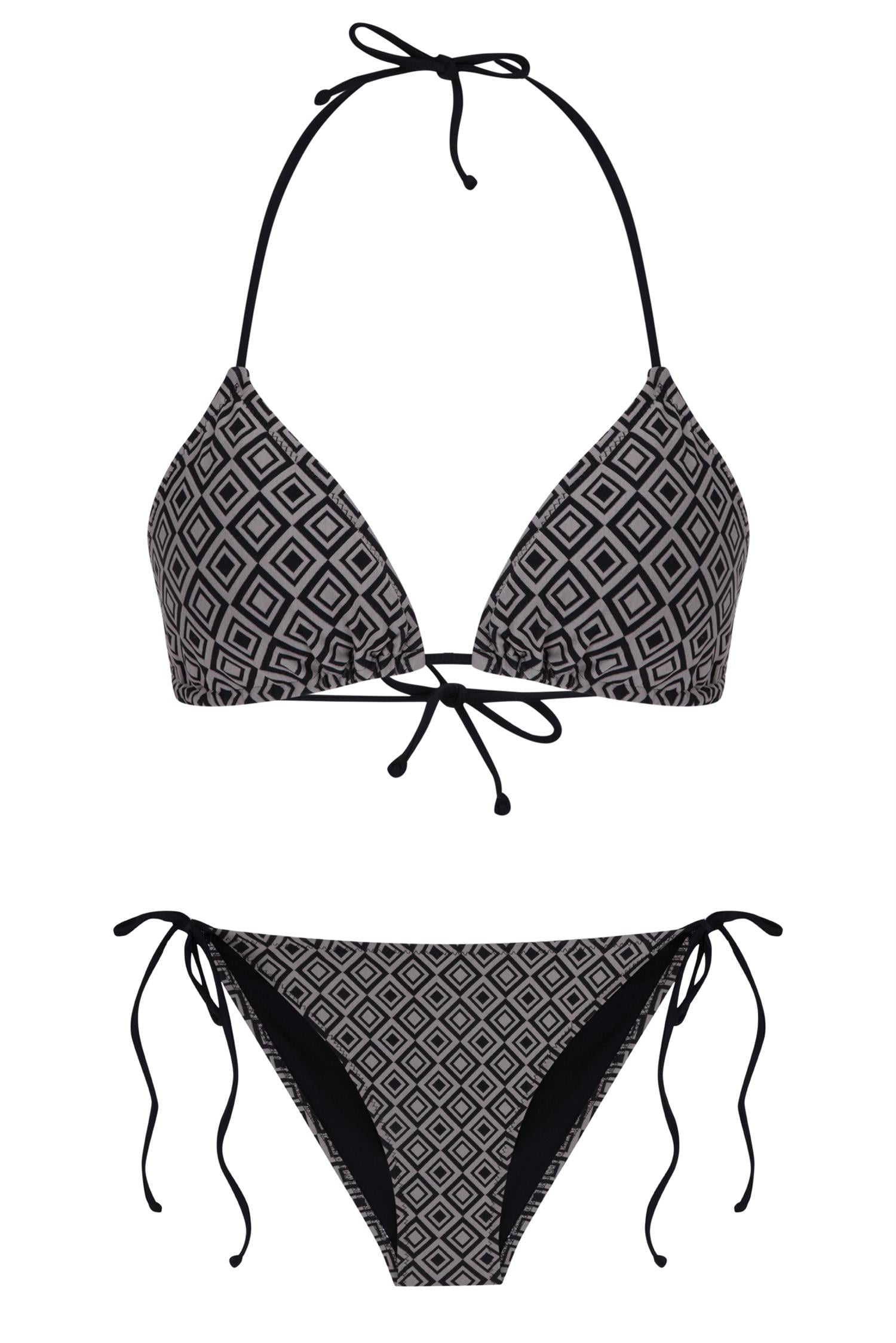Desenli Üçgen Bikini Takım