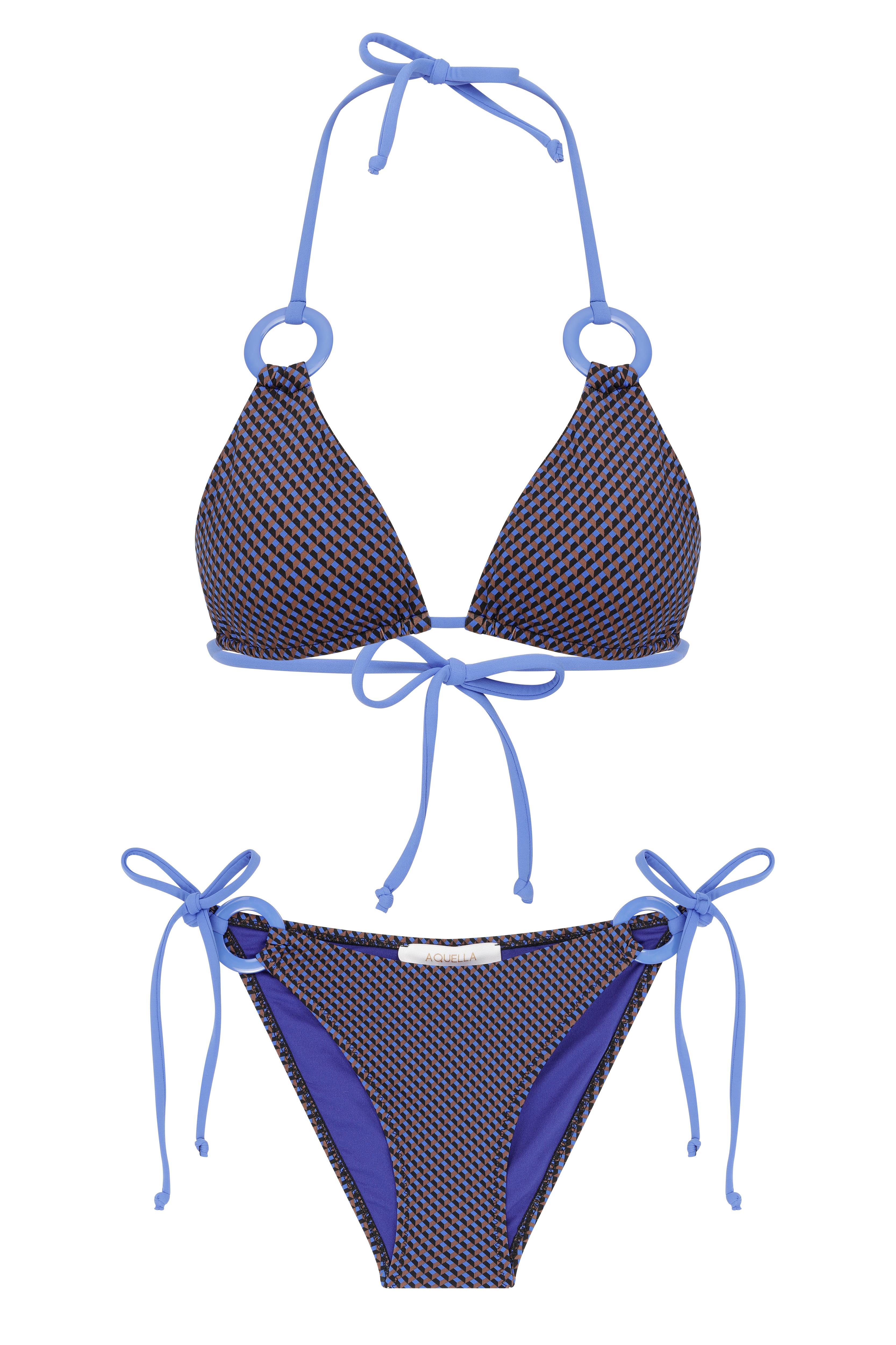 Desenli Üçgen Bikini Takım