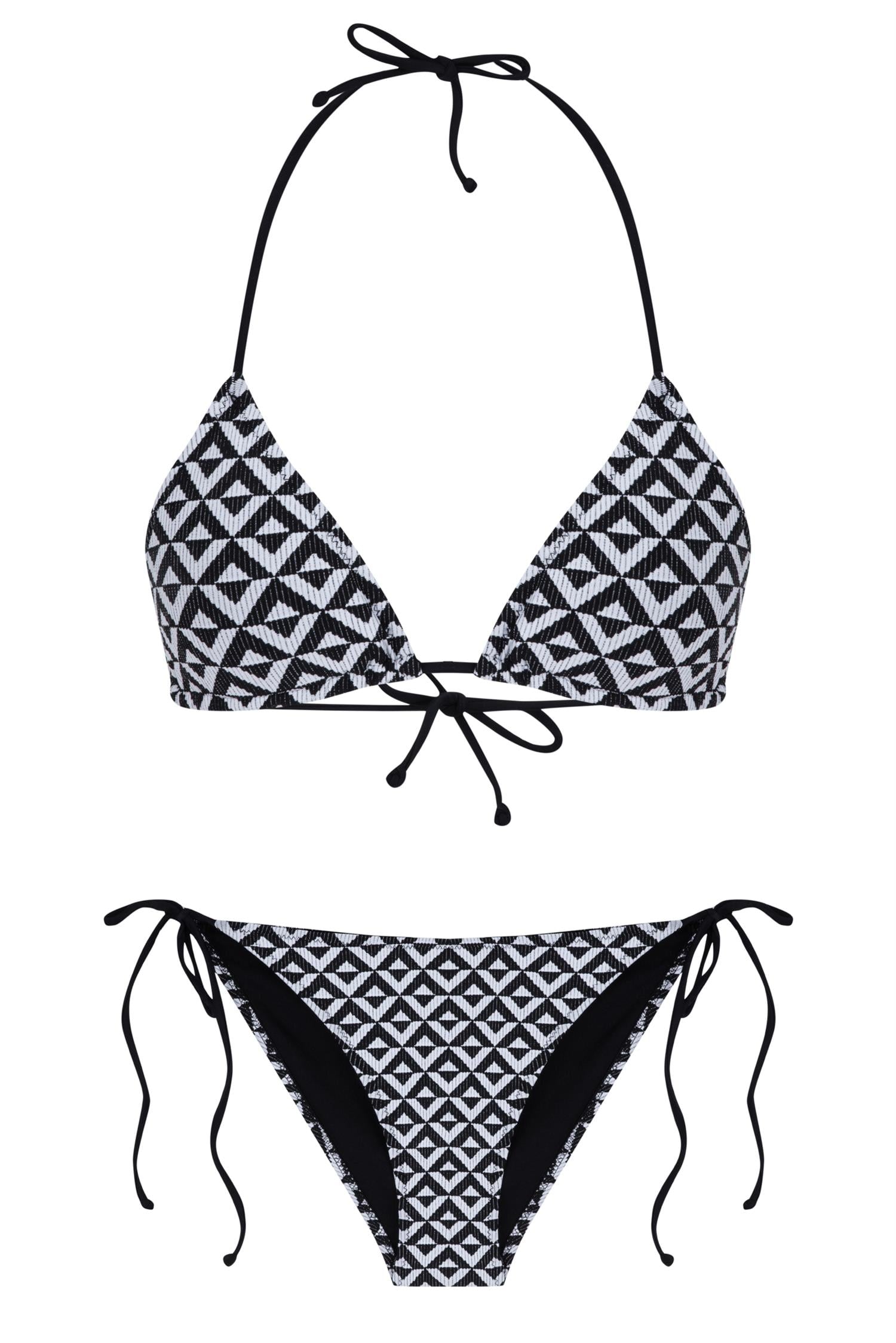 Desenli Üçgen Bikini Takım