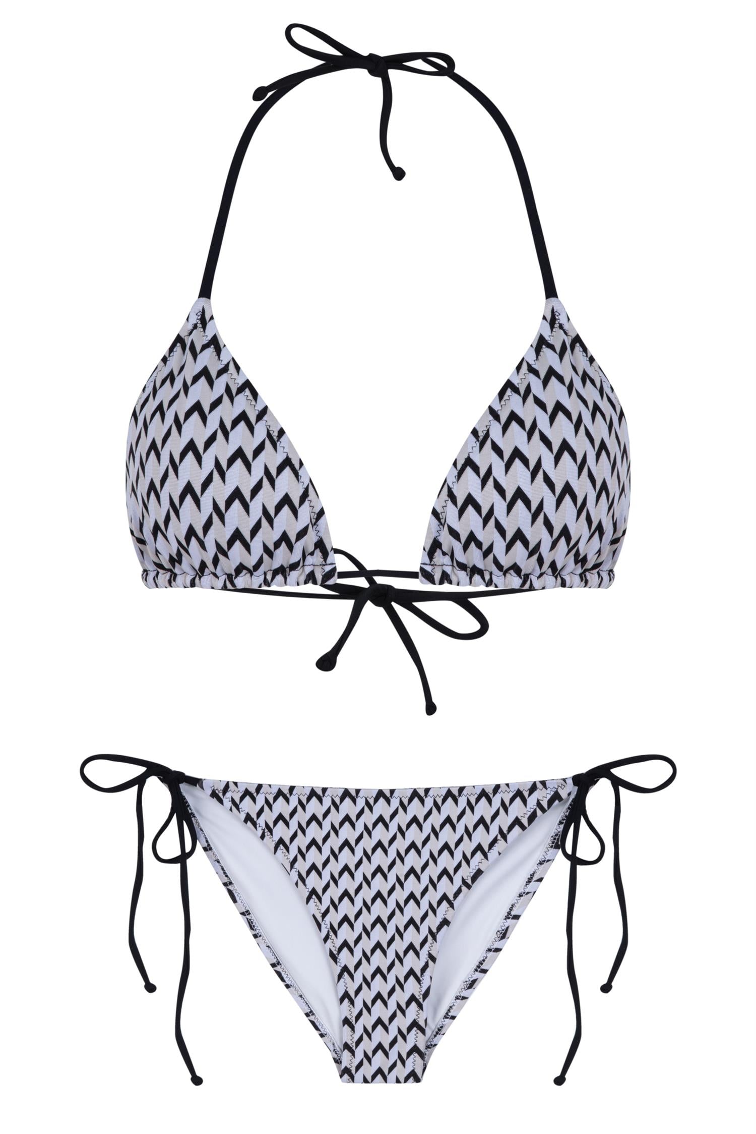 Desenli Üçgen Bikini Takım