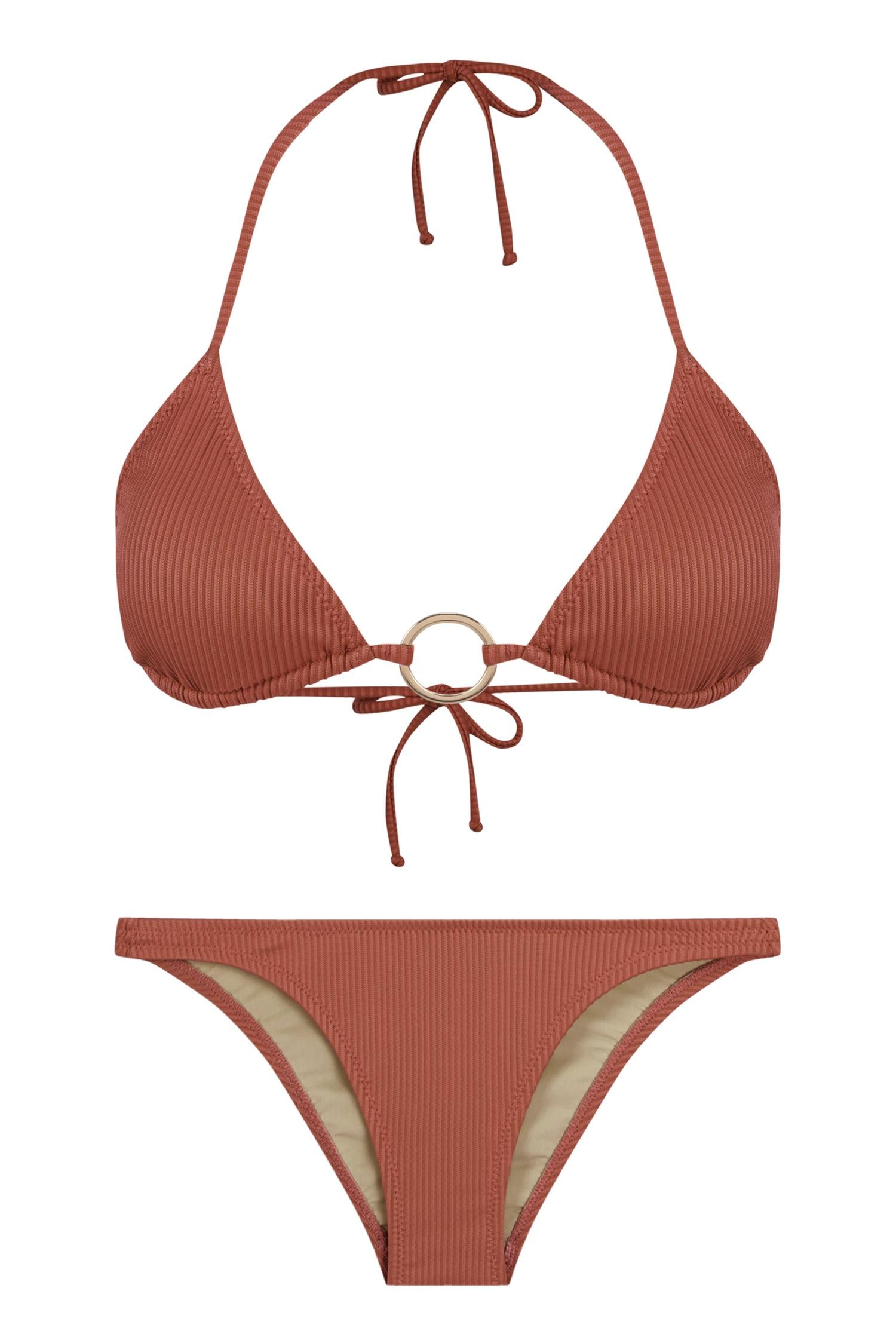 Dokulu Kızıl Kahve Bikini Takım