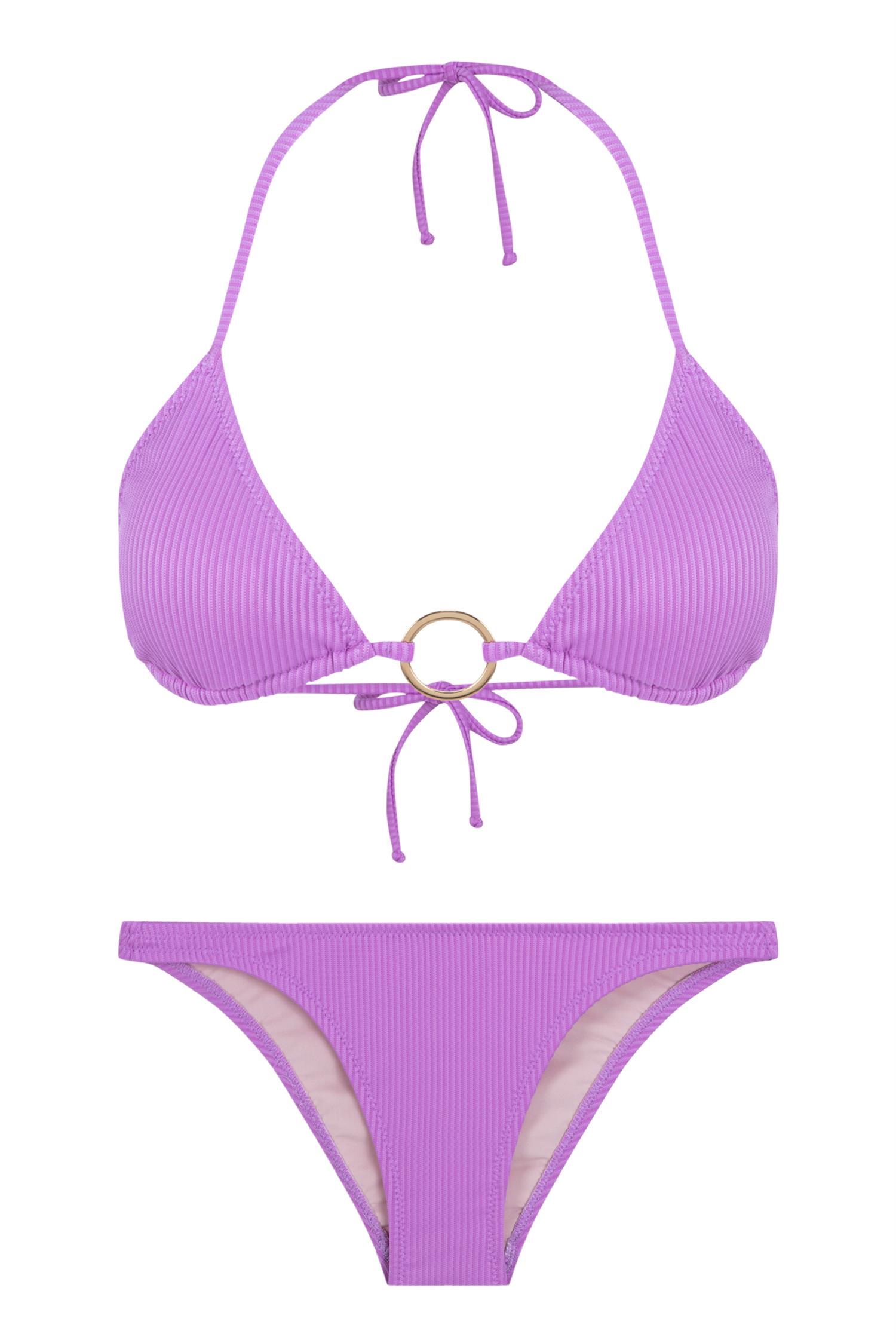 Dokulu Lila Üçgen Bikini Takım