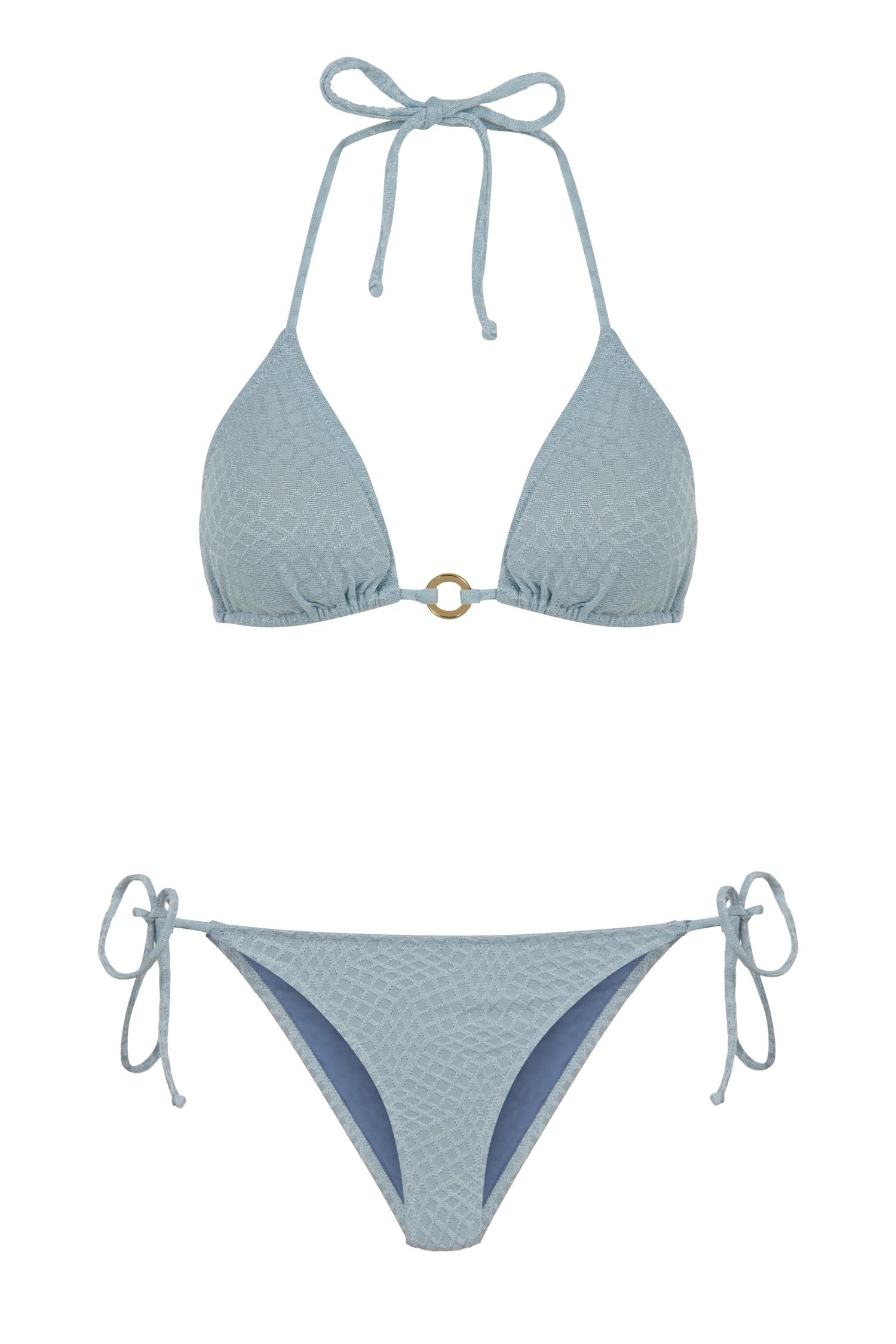 Dokulu Mavi Üçgen Bikini Takım