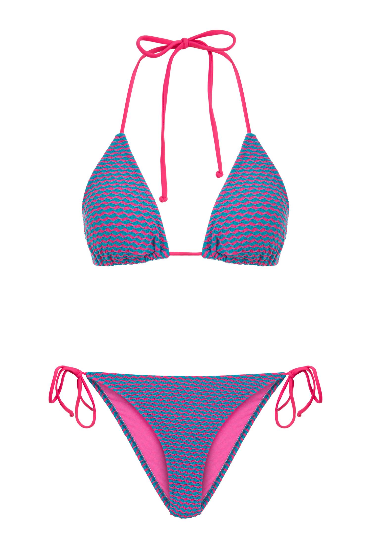 Dokulu Mavi Üçgen Bikini Takım