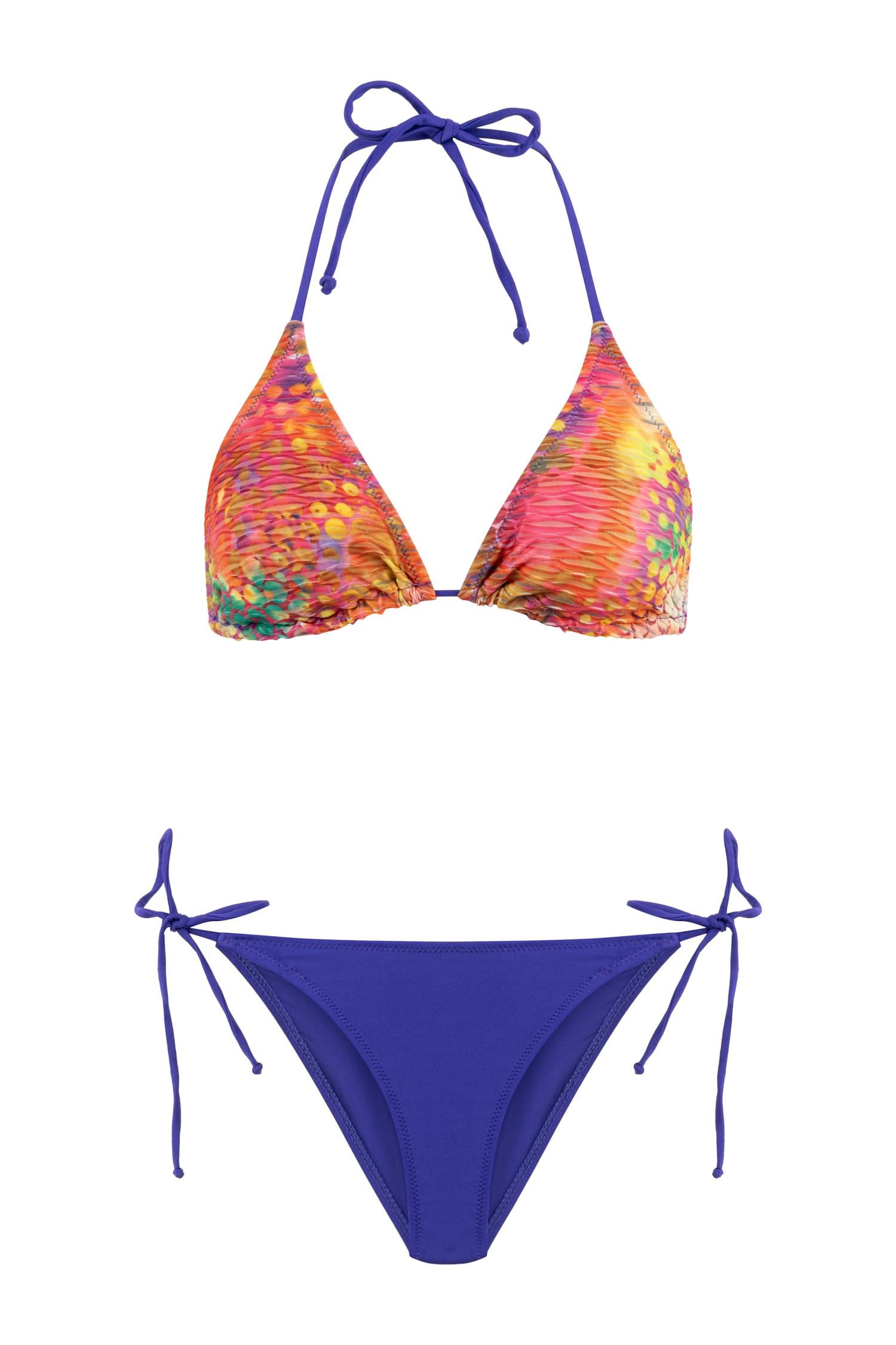 Dokulu Renkli Üçgen Bikini Takım