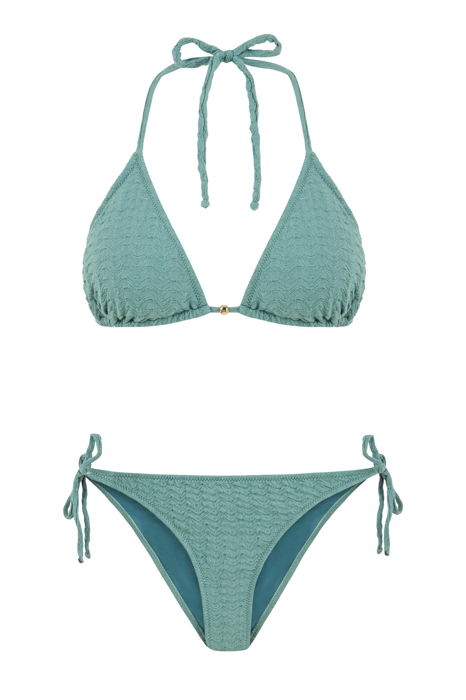 Dokulu Üçgen Yeşil Bikini Takım