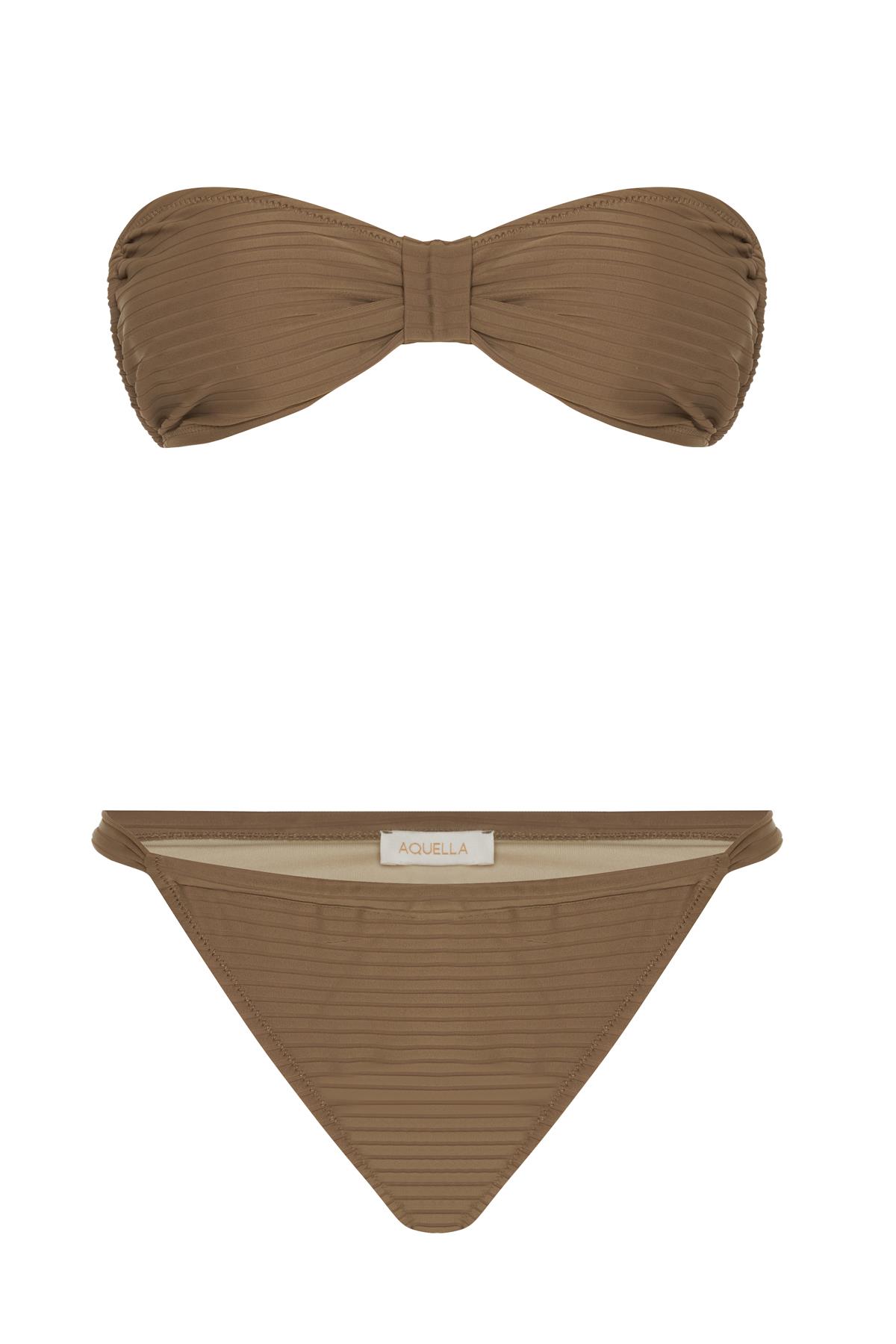 Dokulu Vizon Straplez Bikini