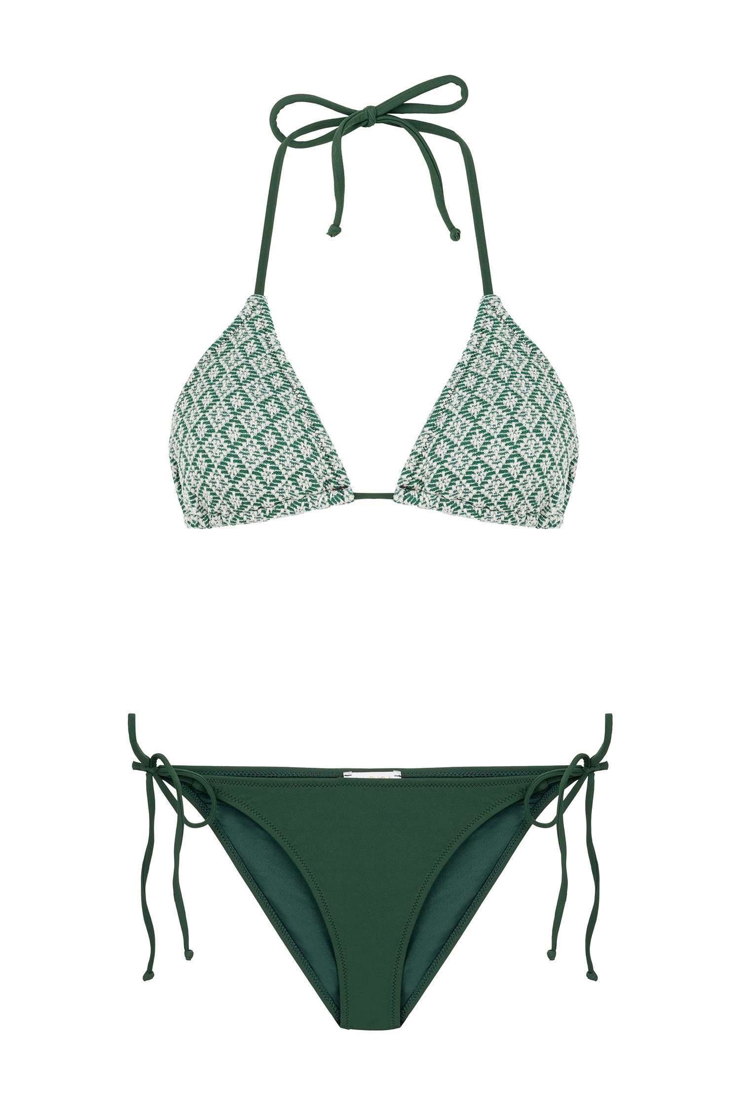 Dokulu Yeşil Üçgen Bikini Takım
