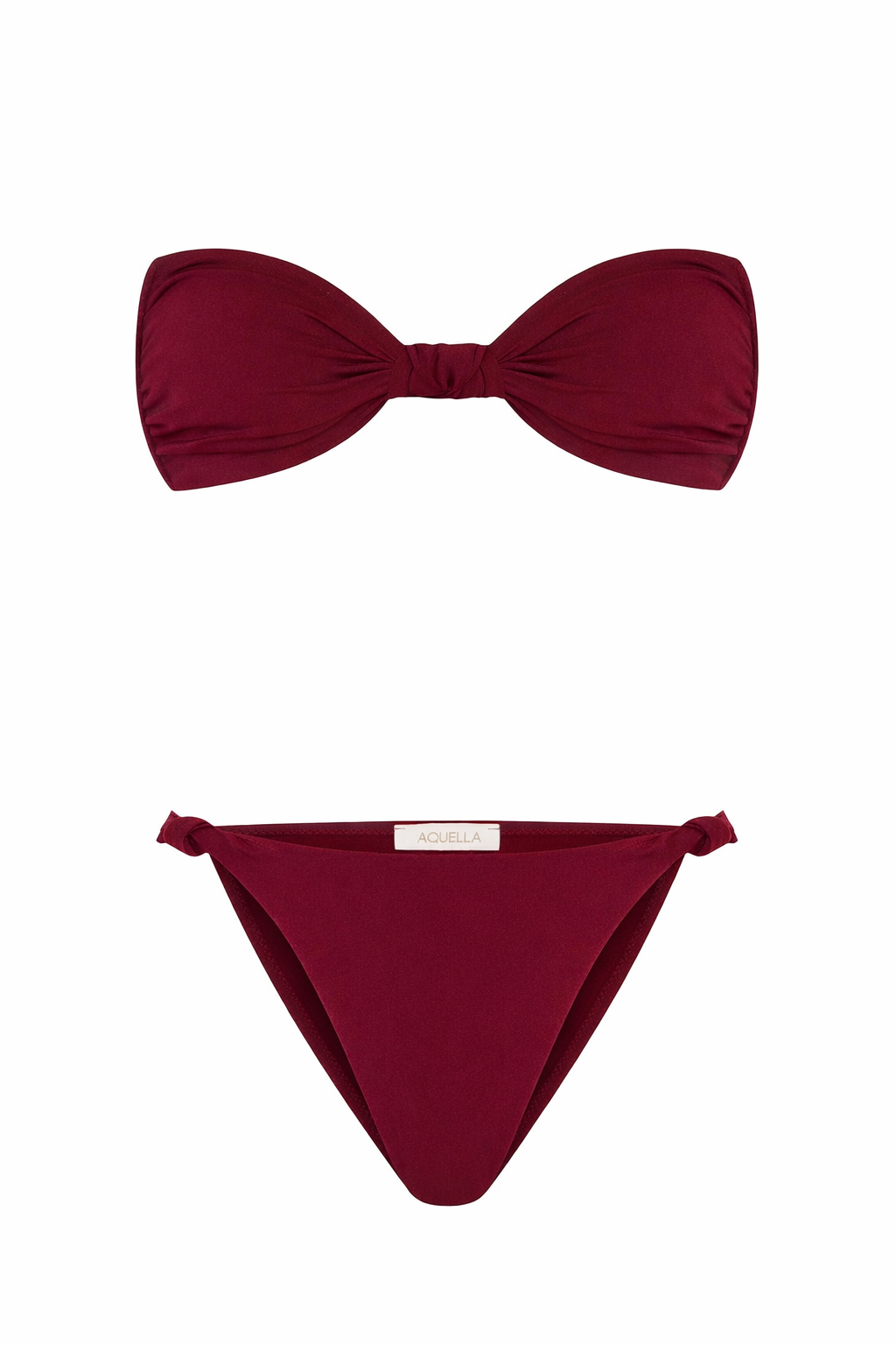 Düğüm Detaylı Bordo Straplez Bikini Takım