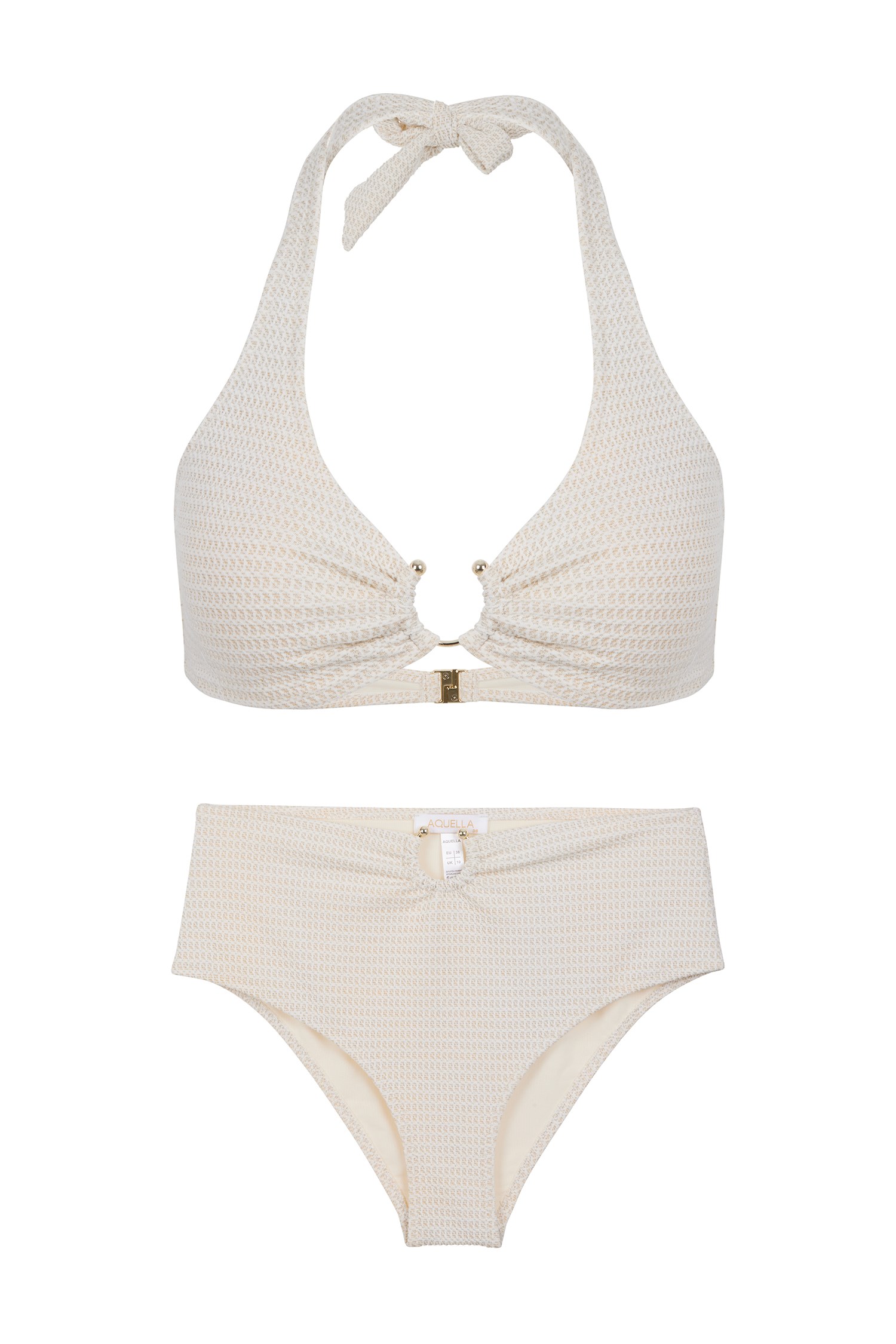 Ekru Dokulu Aksesuarlı Nadide Bikini Takım