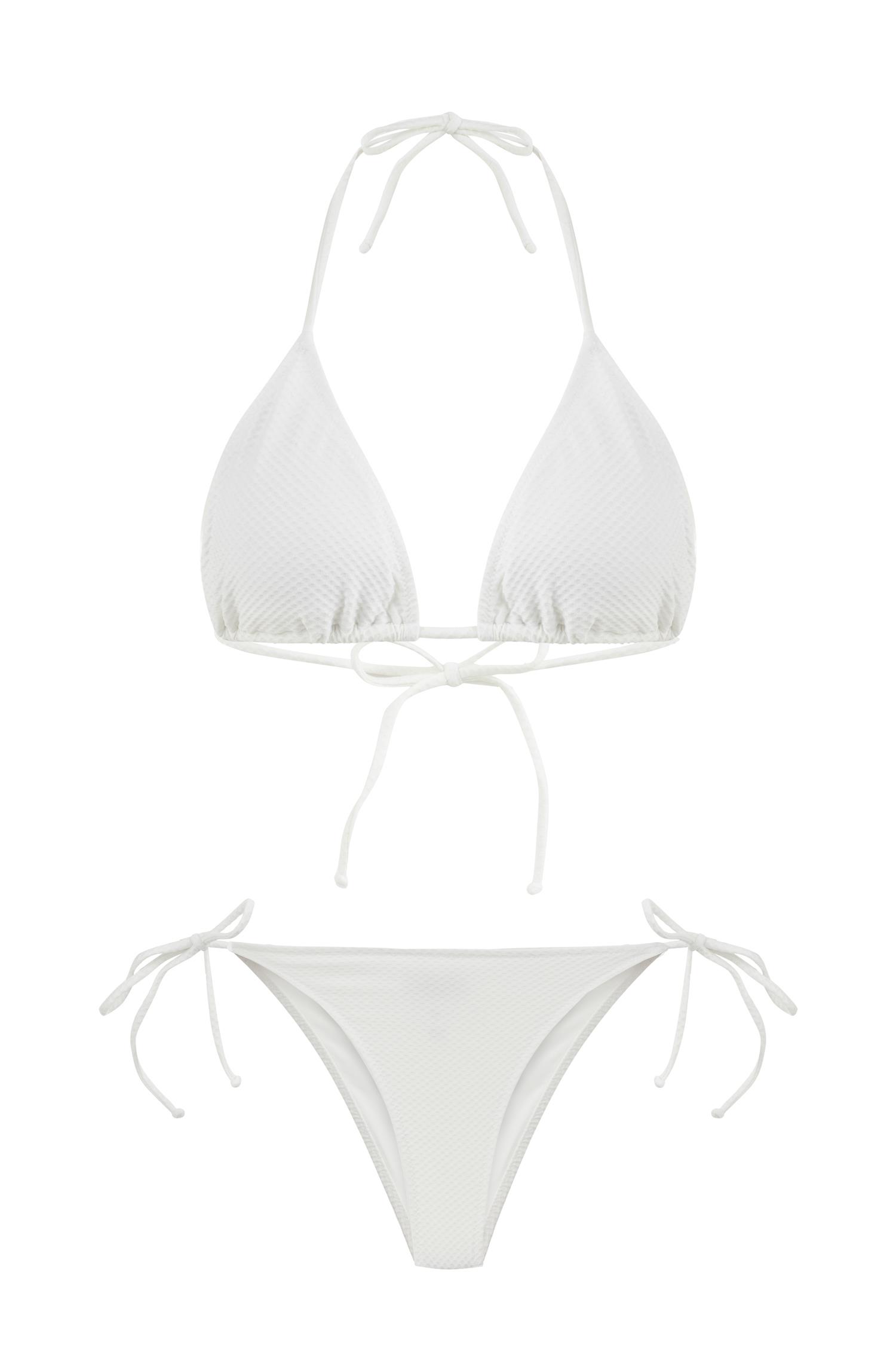 Gri Lureks Büzgülü Üçgen Bikini Takım