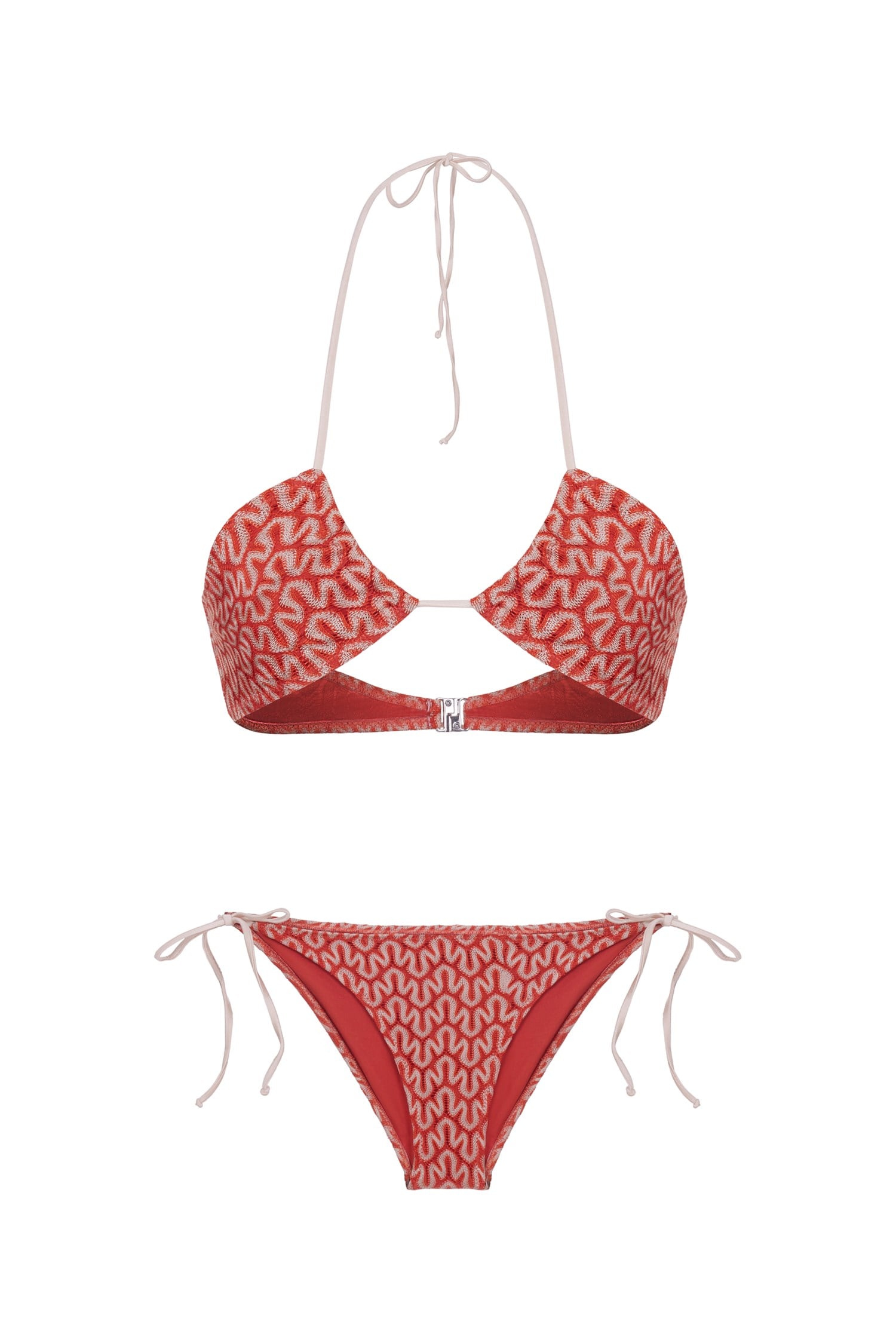 Halter Triko Üçgen Kiremit Bikini Takım