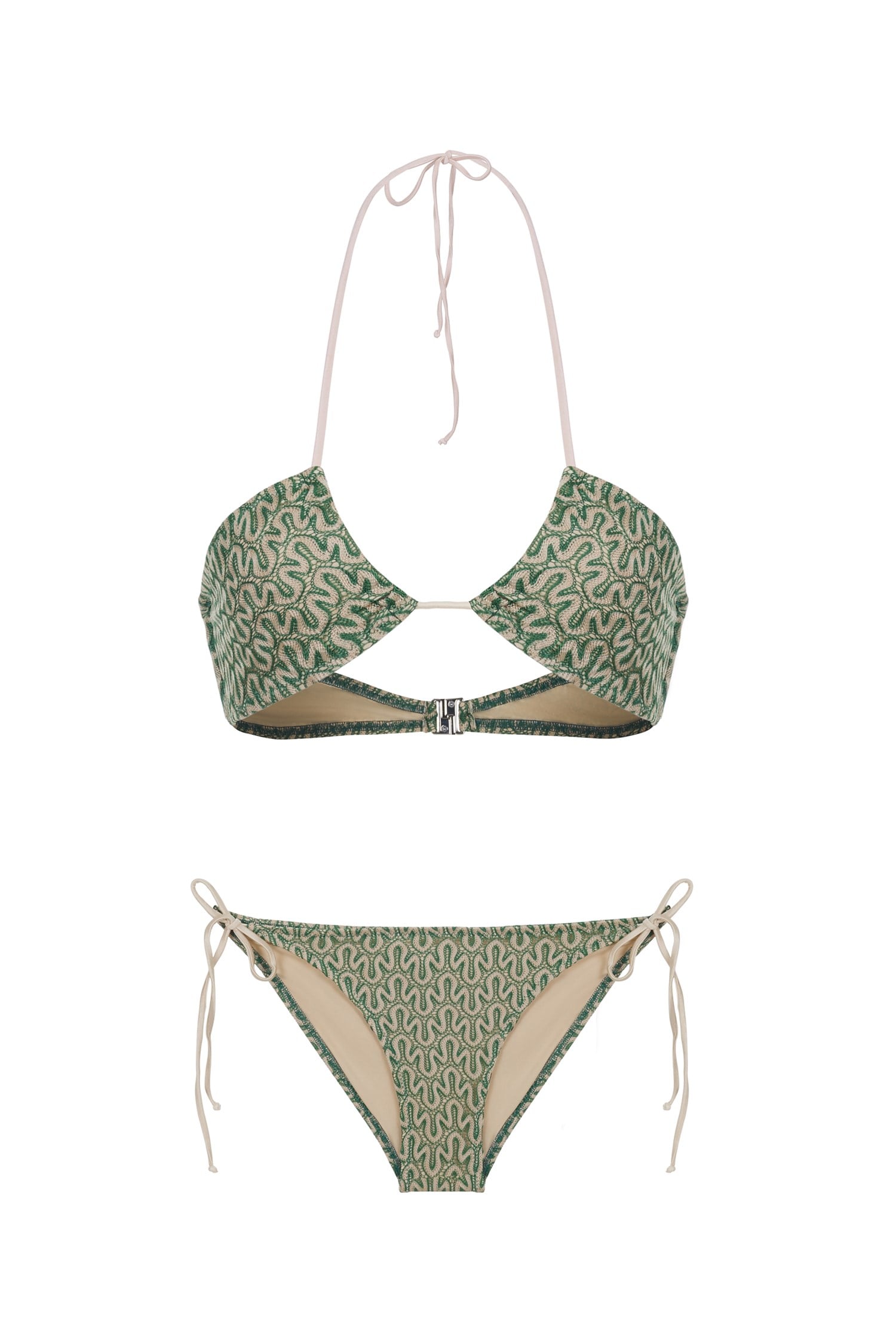 Halter Triko Üçgen Yeşil Bikini Takım