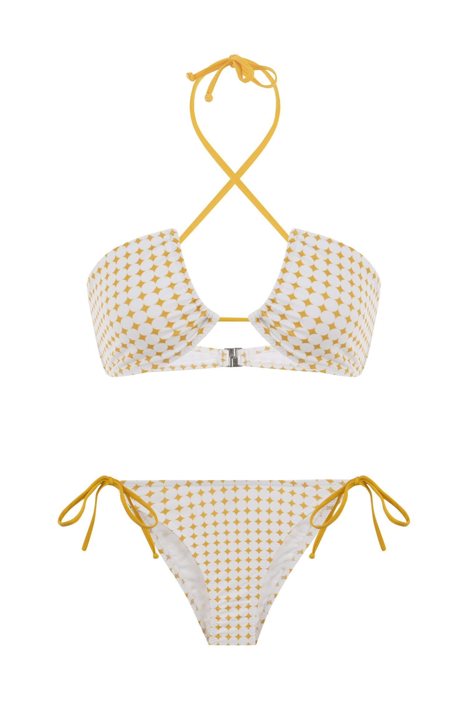 Halter Yaka Desenli Bikini Takım