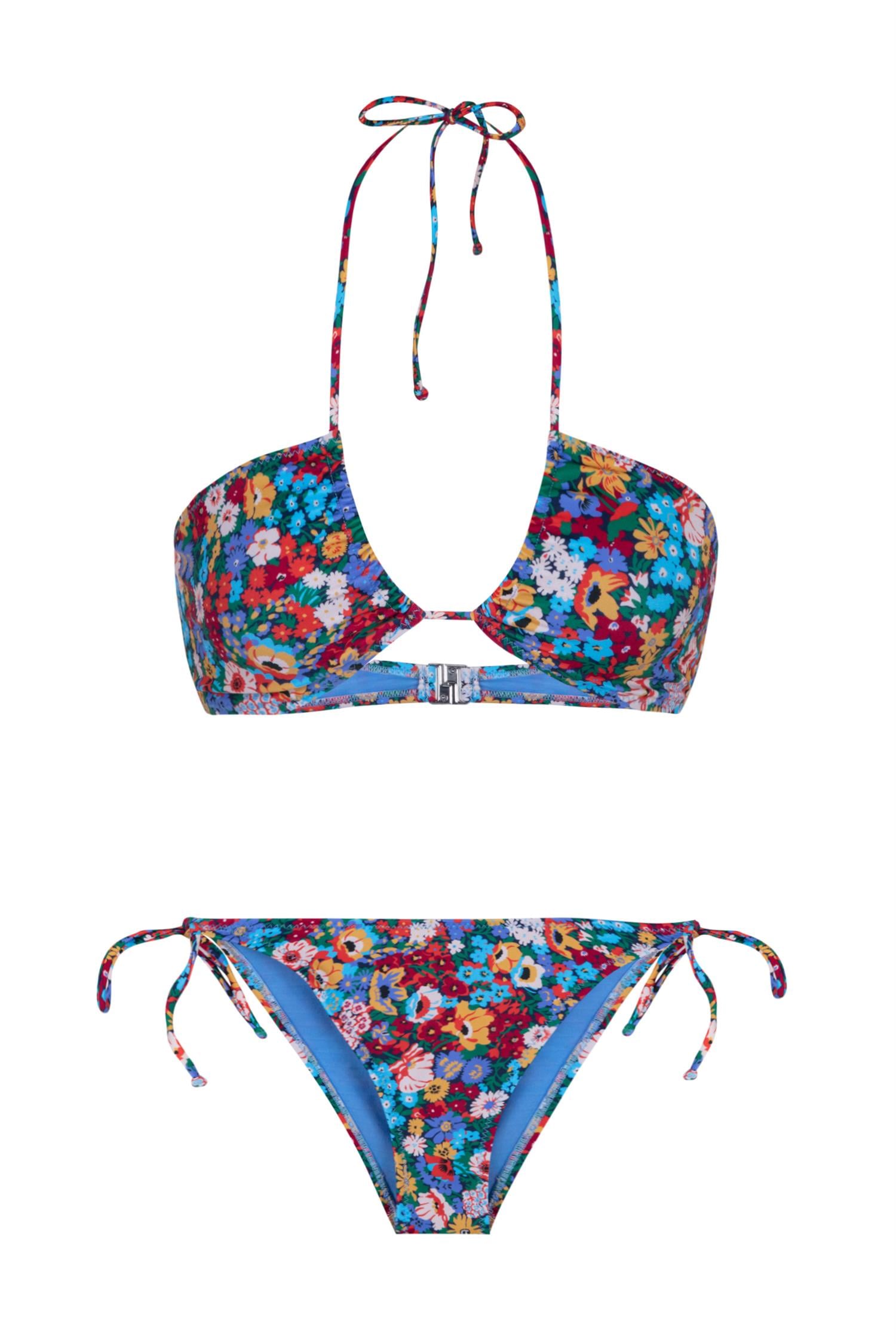 Halter Yaka Desenli Bikini Takım
