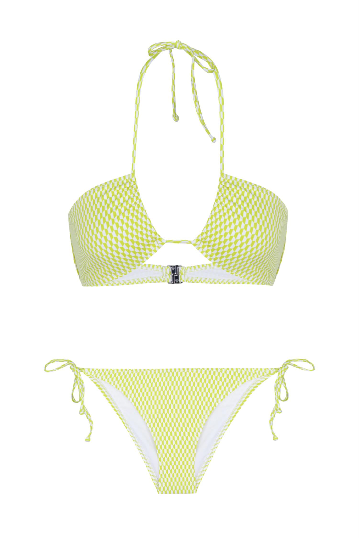 Halter Yaka Desenli Bikini Takım
