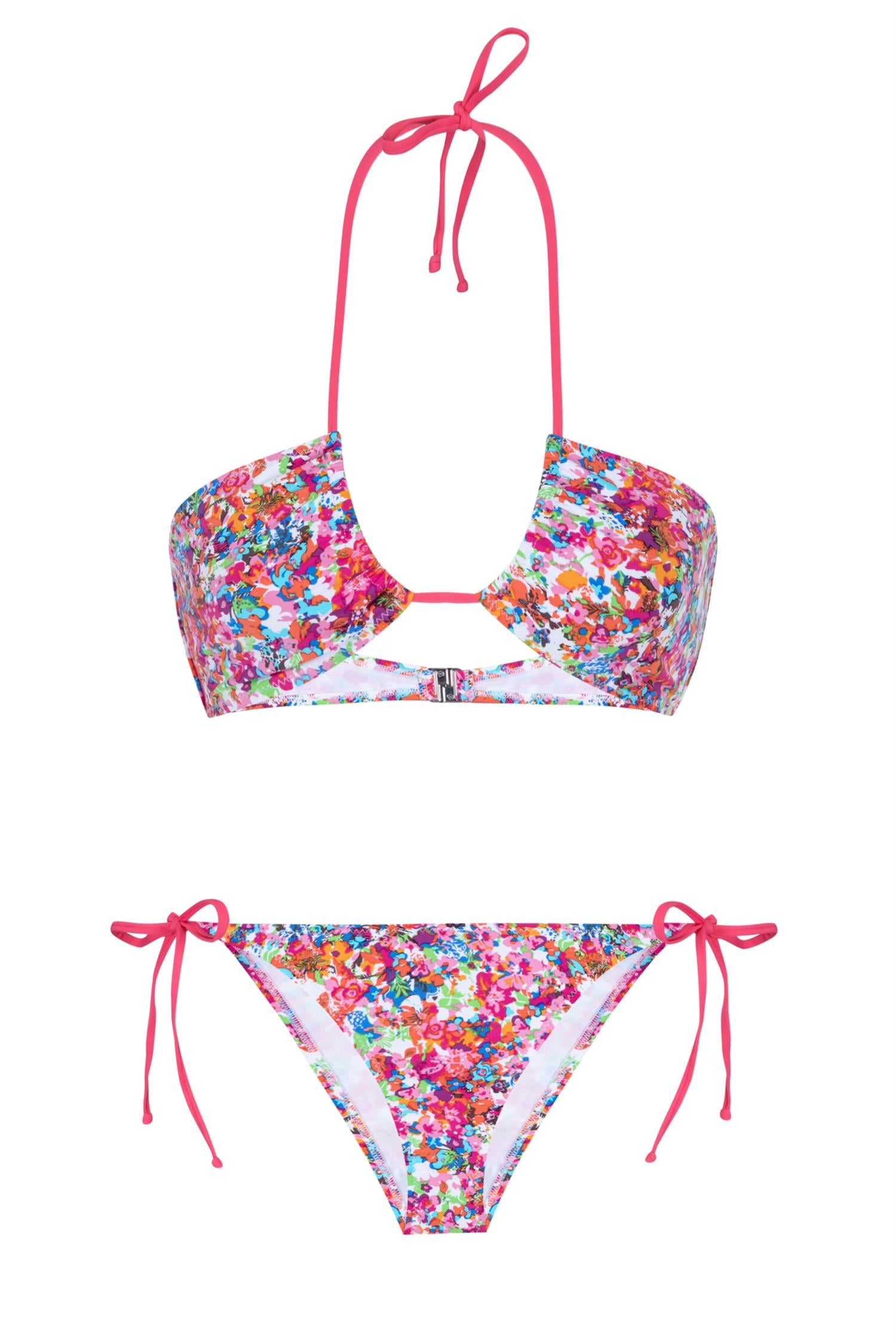 Halter Yaka Desenli Bikini Takım