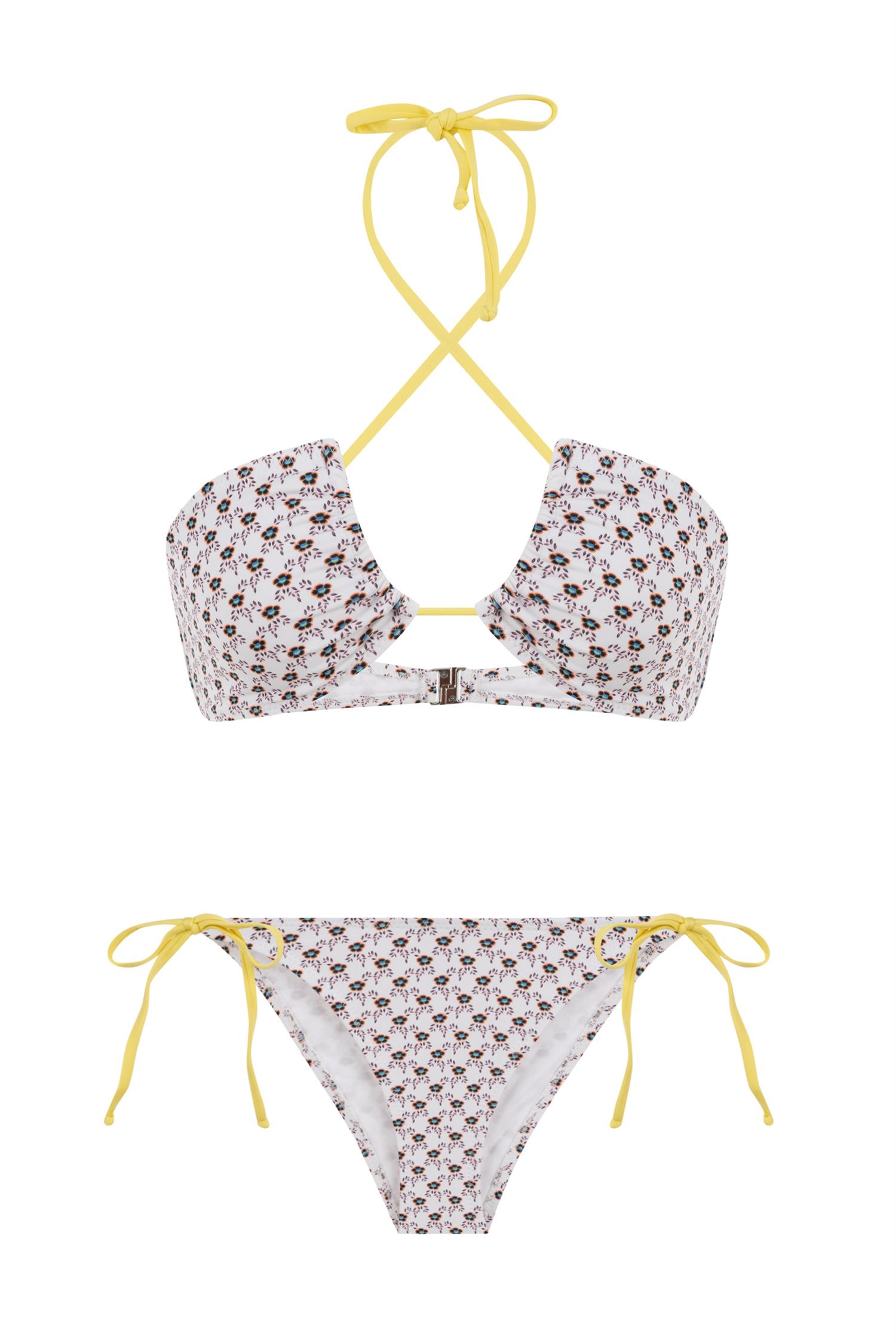 Halter Yaka Desenli Bikini Takım