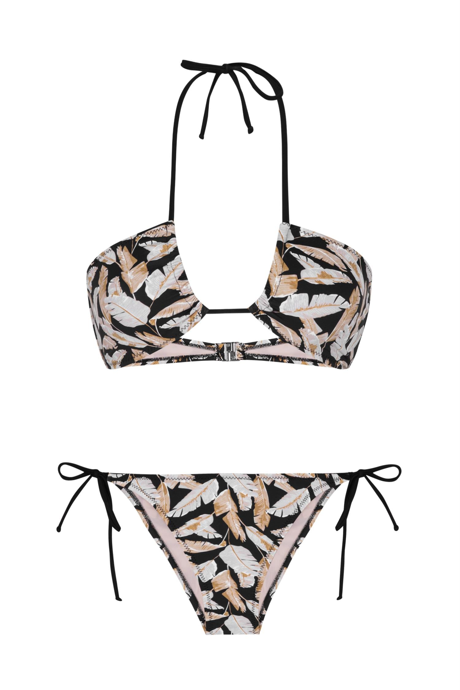 Halter Yaka Desenli Bikini Takım