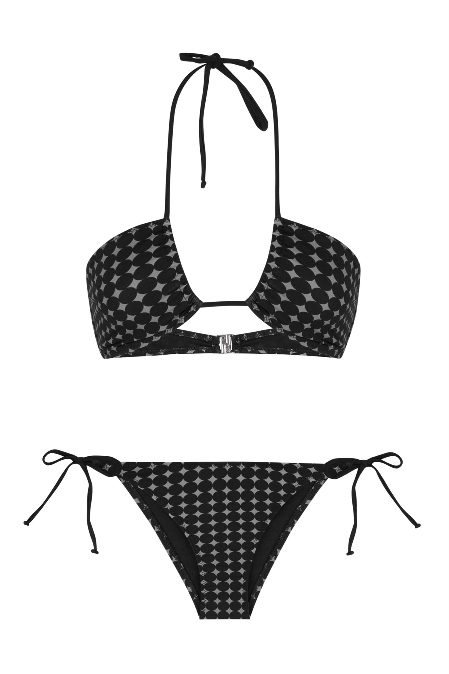 Halter Yaka Desenli Bikini Takım