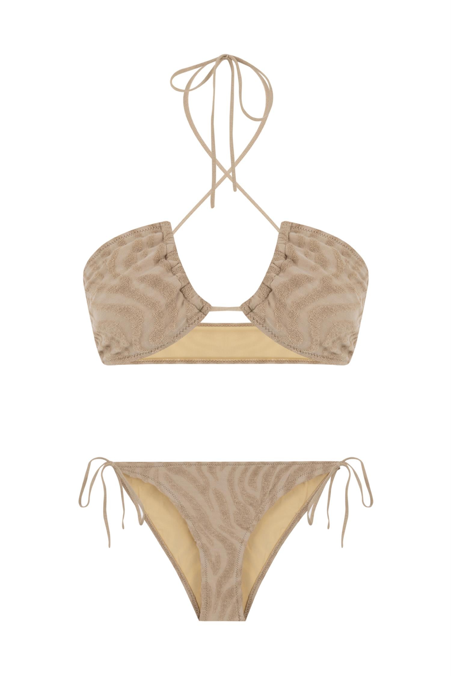 Halter Yaka Havlu Vizon Bikini Takım