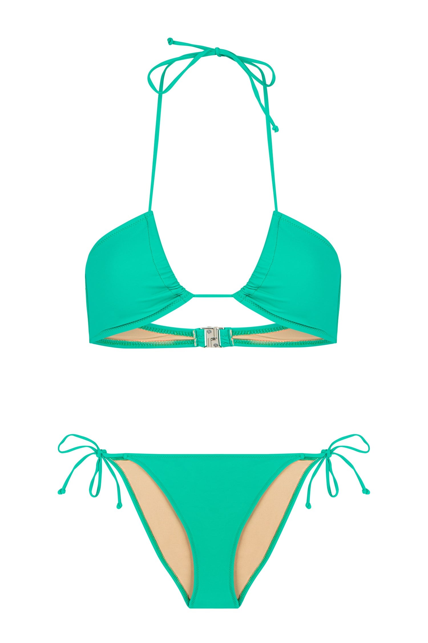 Halter Yaka Koyu Yeşil Bikini Takım 