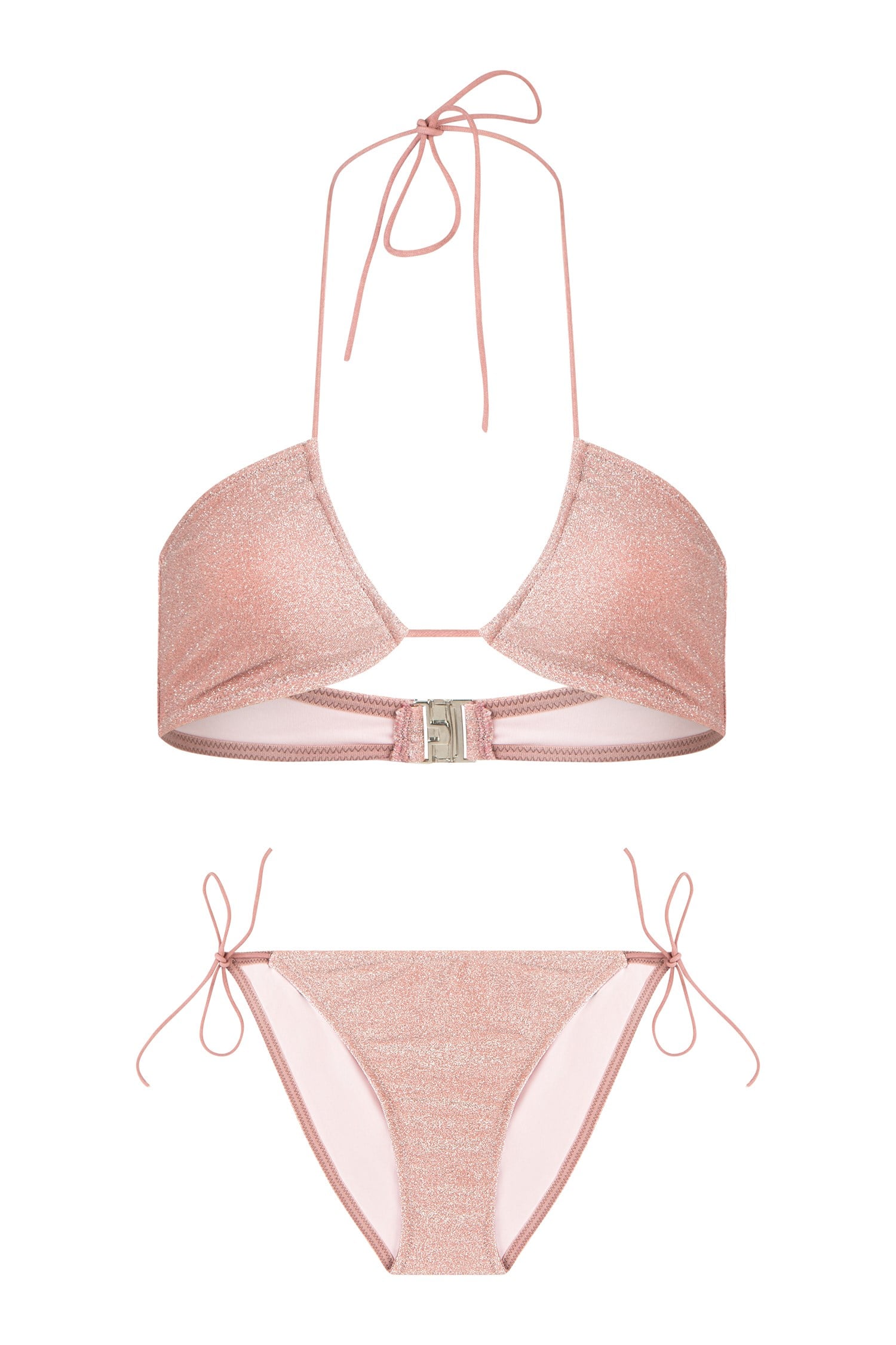 Halter Yaka Pudra Lurex Bikini Takım