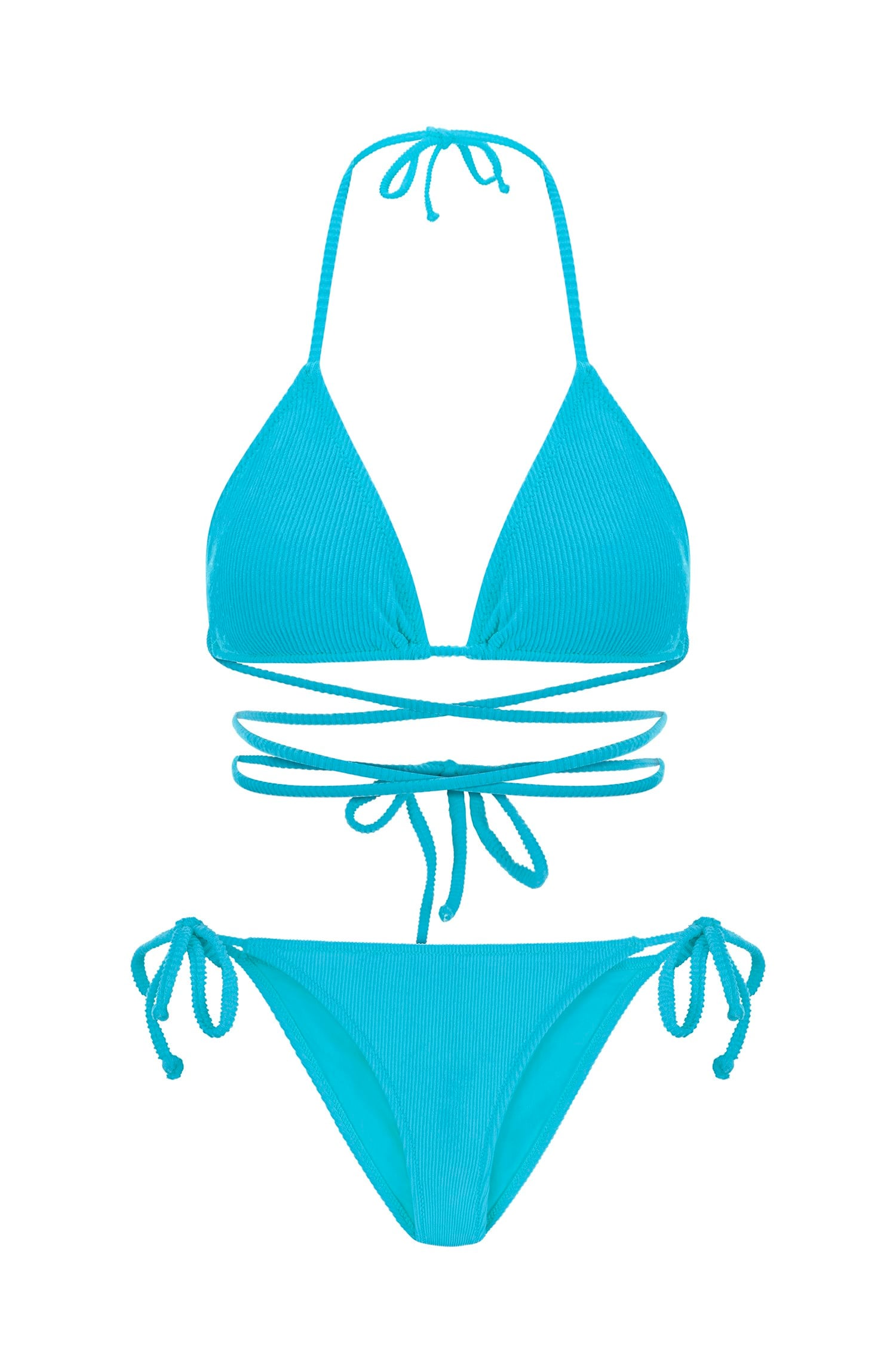 Havlu Mavi Üçgen Bikini Takım