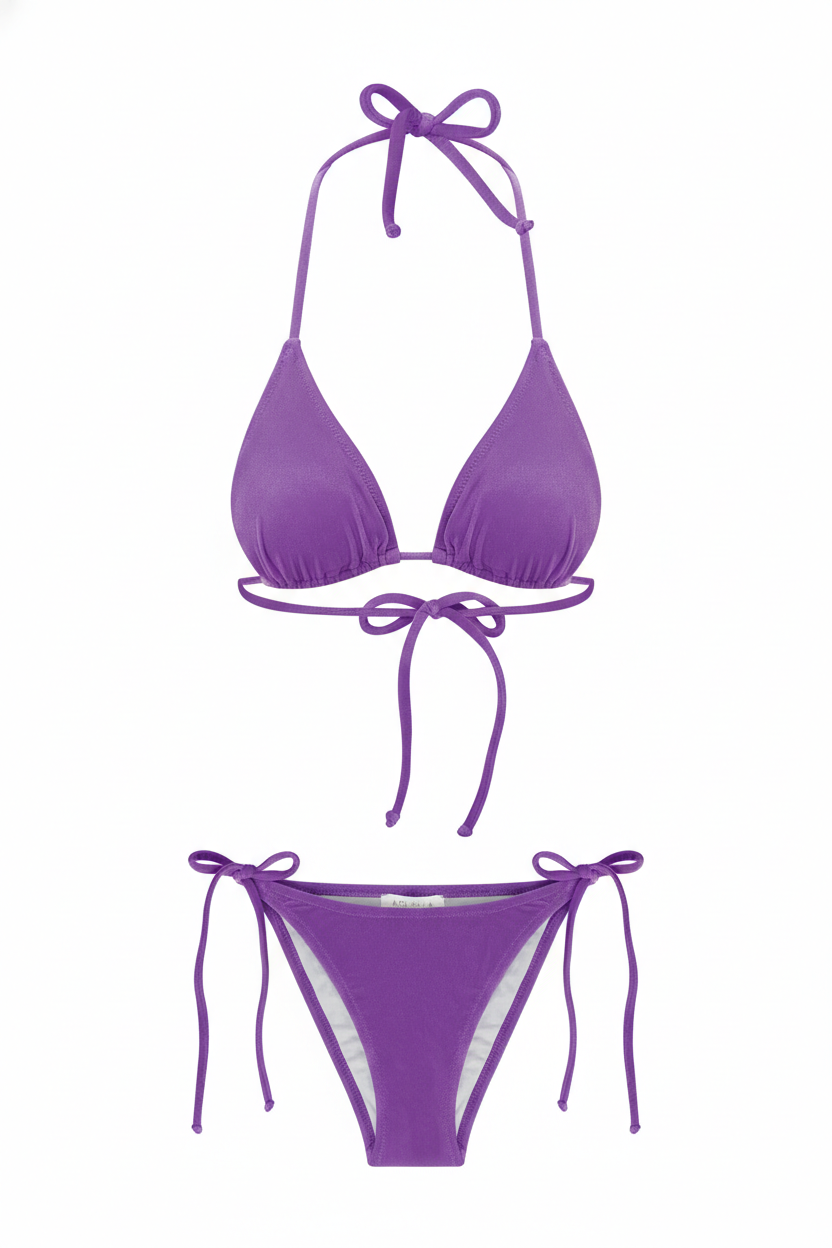 Kadife Dokulu Üçgen Bikini Takım