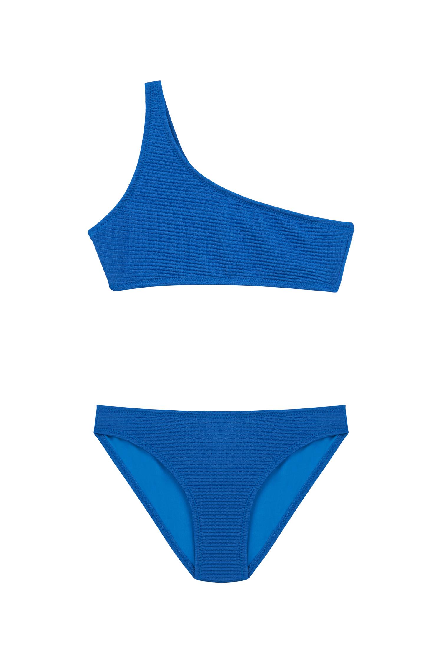 Kız Çocuk Dokulu Tek Omuz Bikini Takım