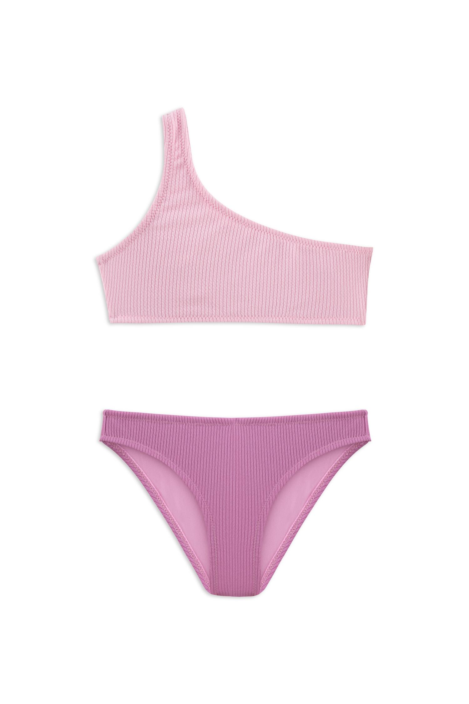 Kız Çocuk Kontrast Tek Omuz Bikini Takım