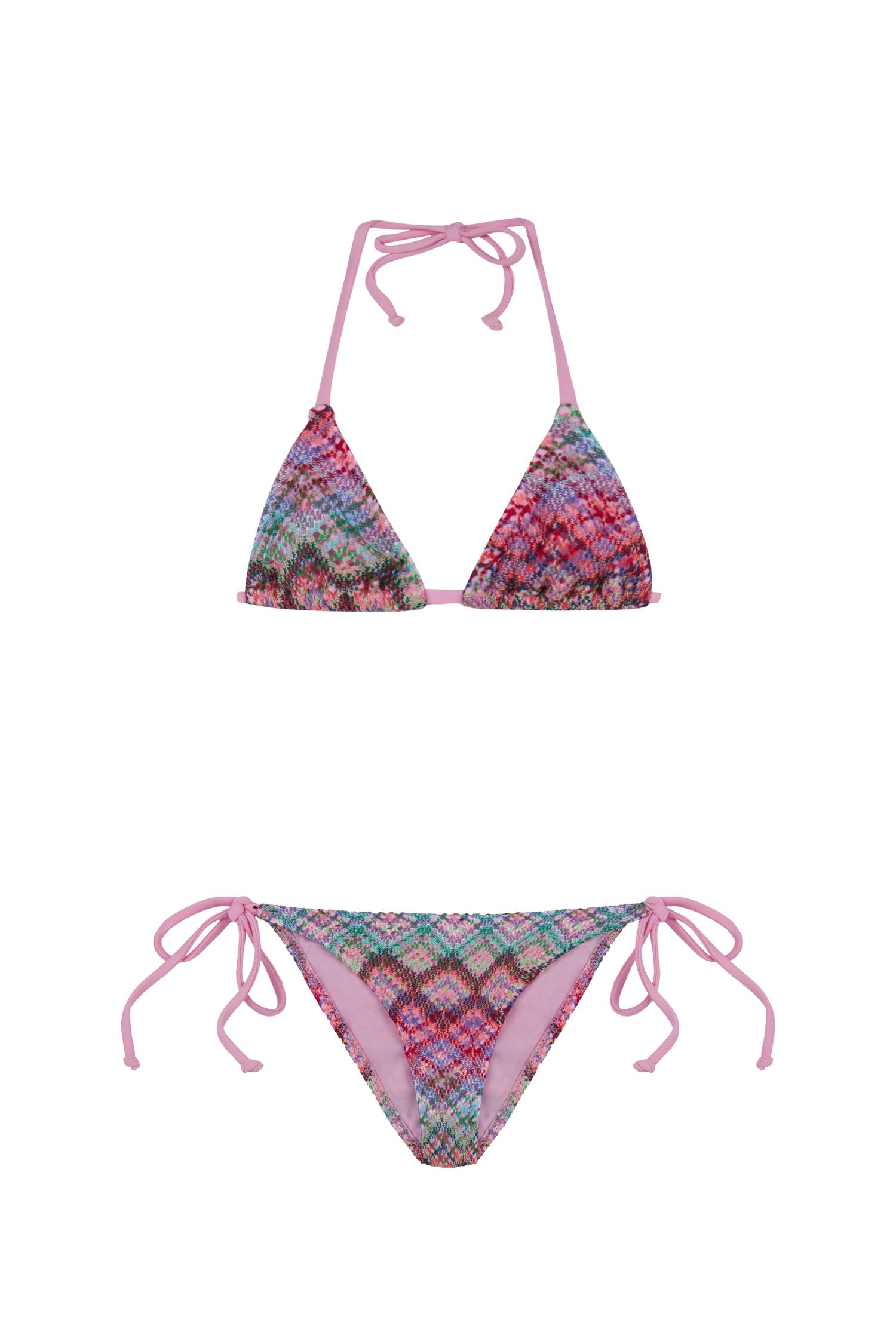 Kız Çocuk Üçgen Renkli Triko Bikini Takım