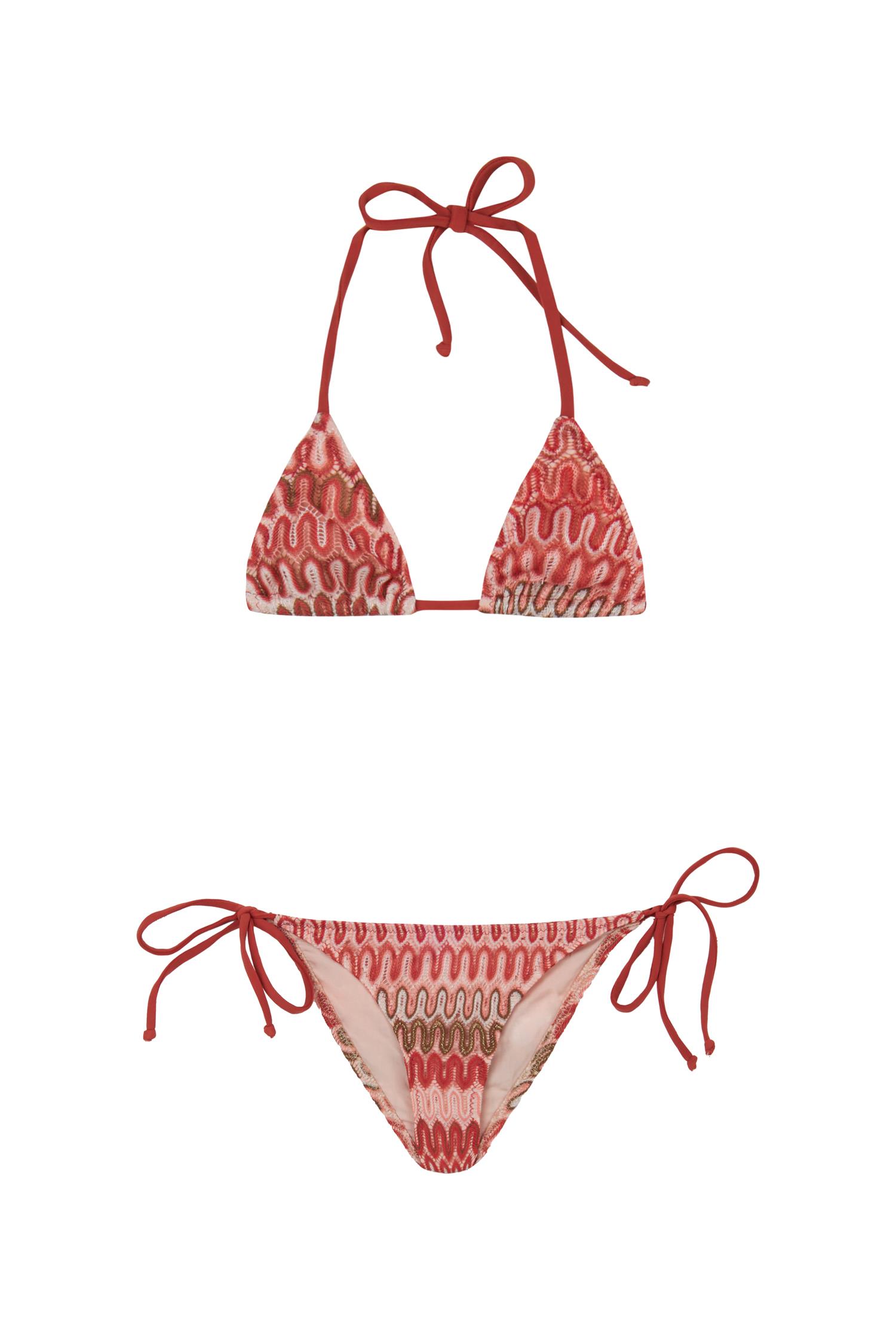 Kız Çocuk Üçgen Renkli Triko Bikini Takım