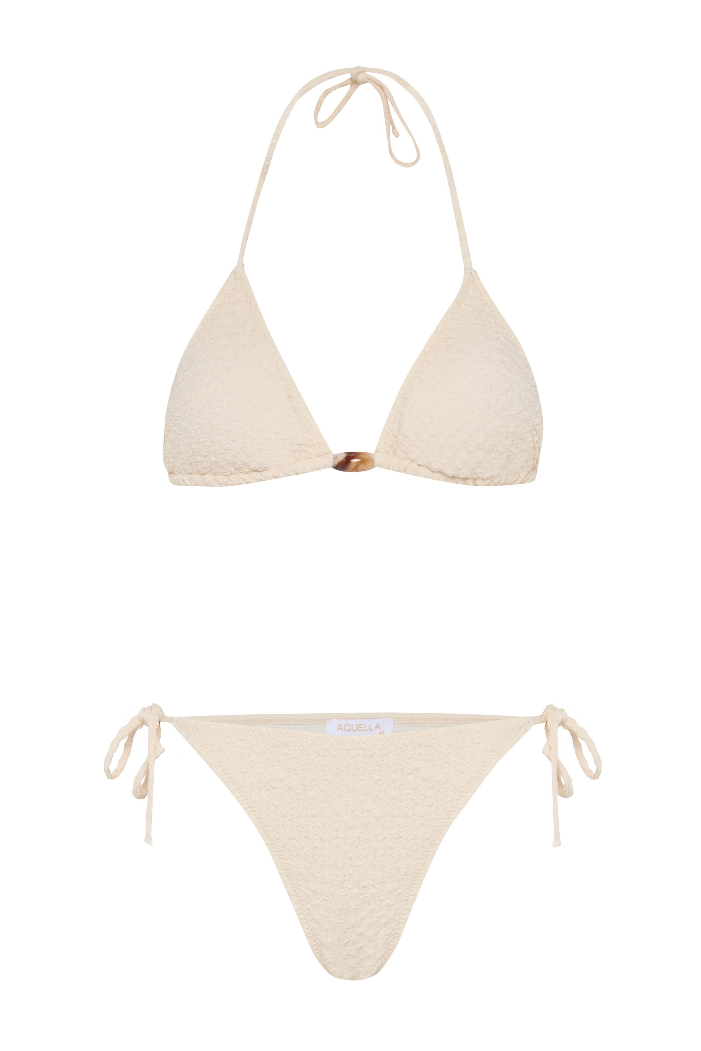 Krinkıl Ekru Üçgen Bikini Takım